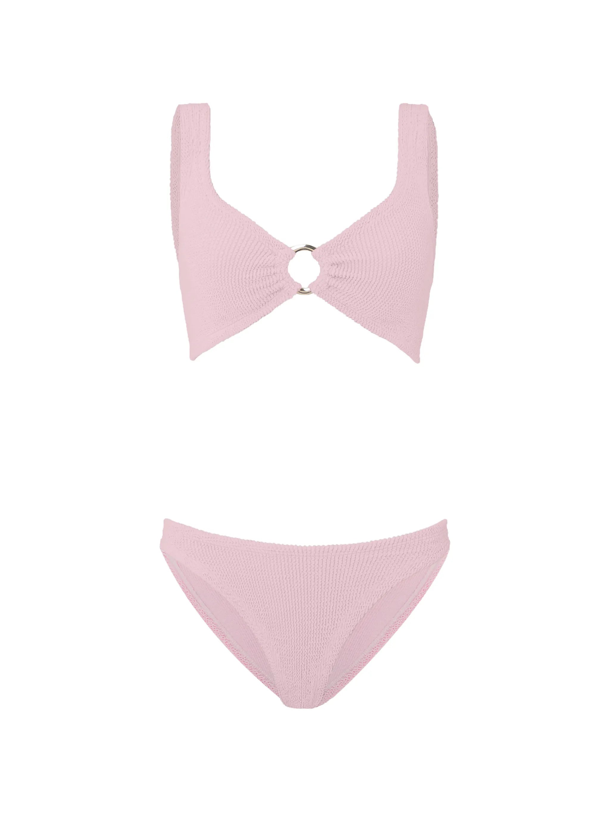 Julia ring-detail crinkle-effect bikini