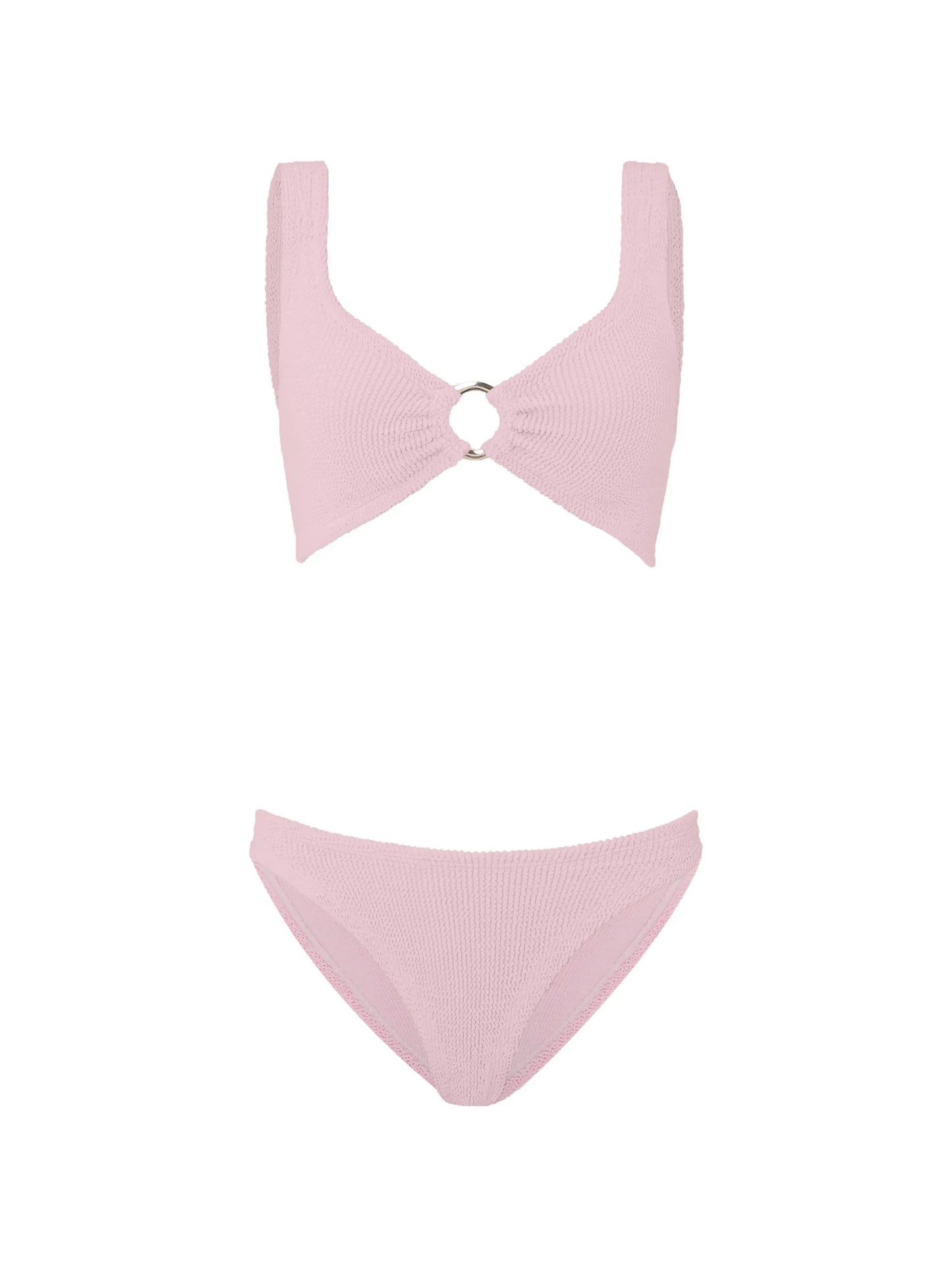 Julia ring-detail crinkle-effect bikini