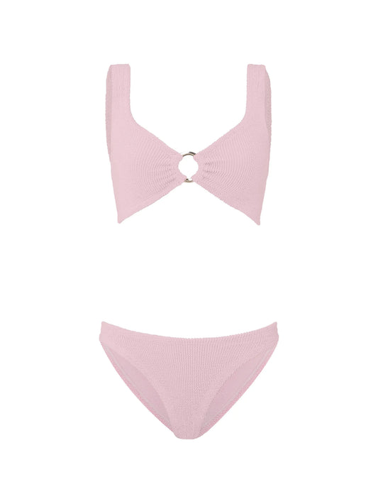 Julia ring-detail crinkle-effect bikini
