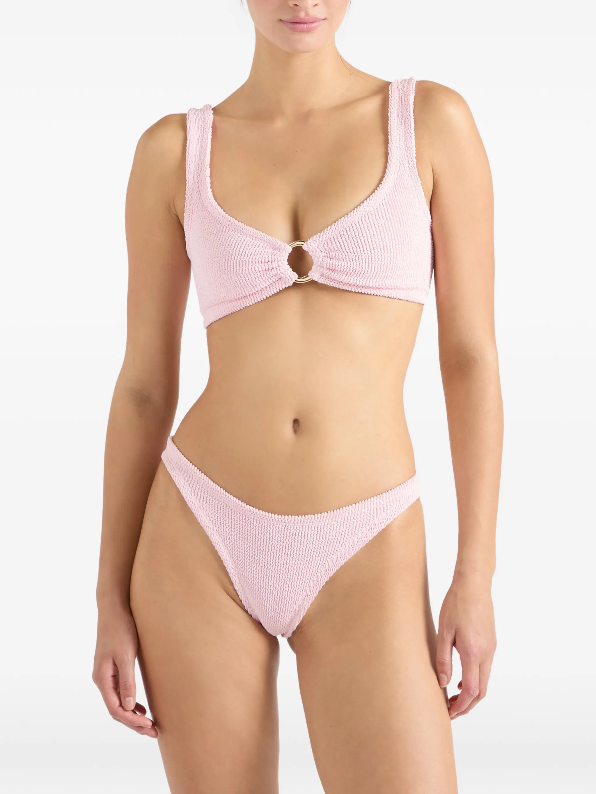 Julia ring-detail crinkle-effect bikini