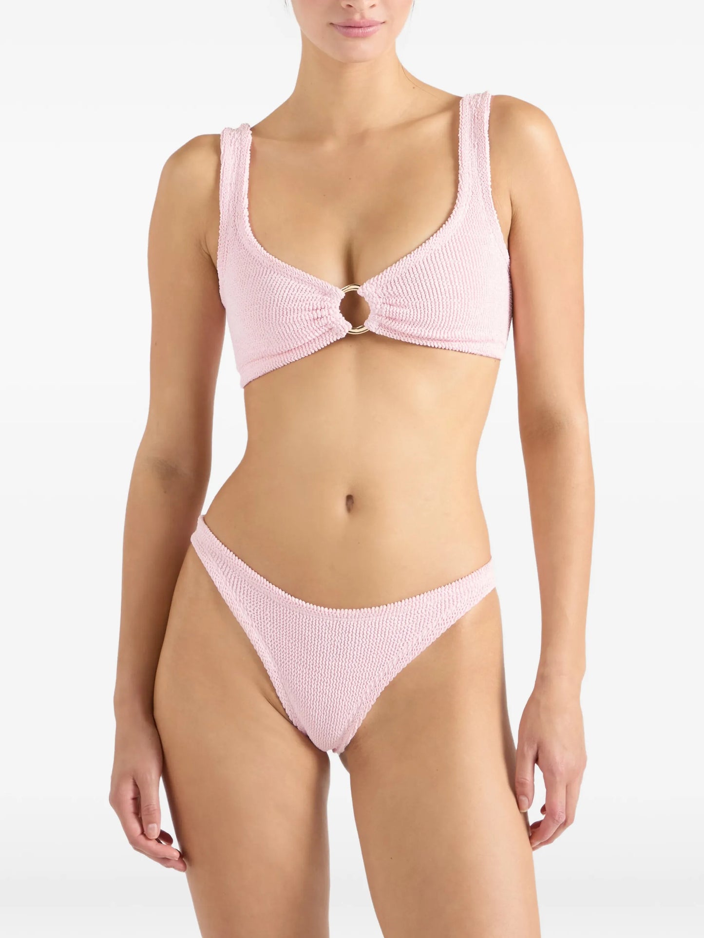 Julia ring-detail crinkle-effect bikini