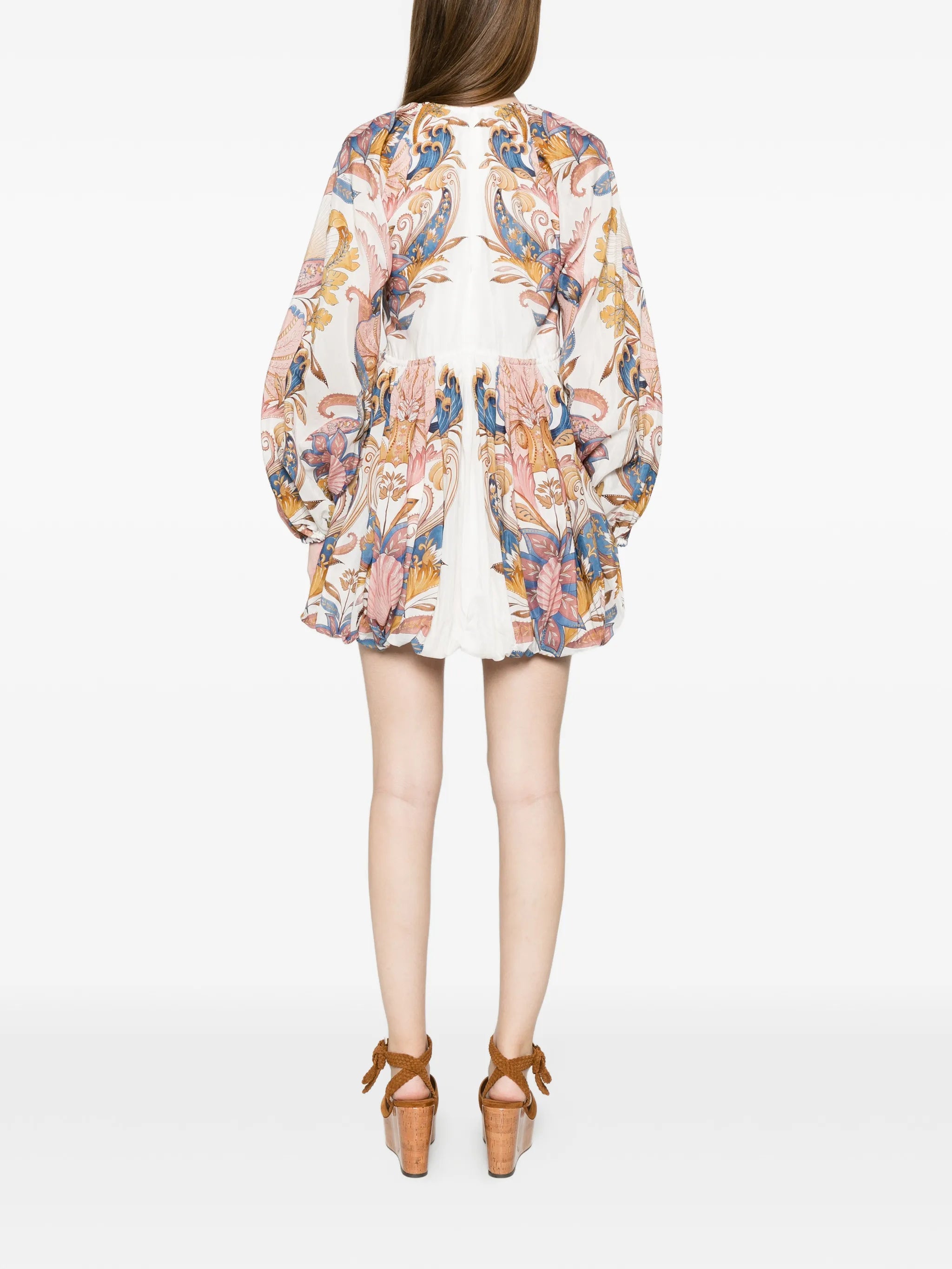 sea garden puff sleeve mini bubble dress