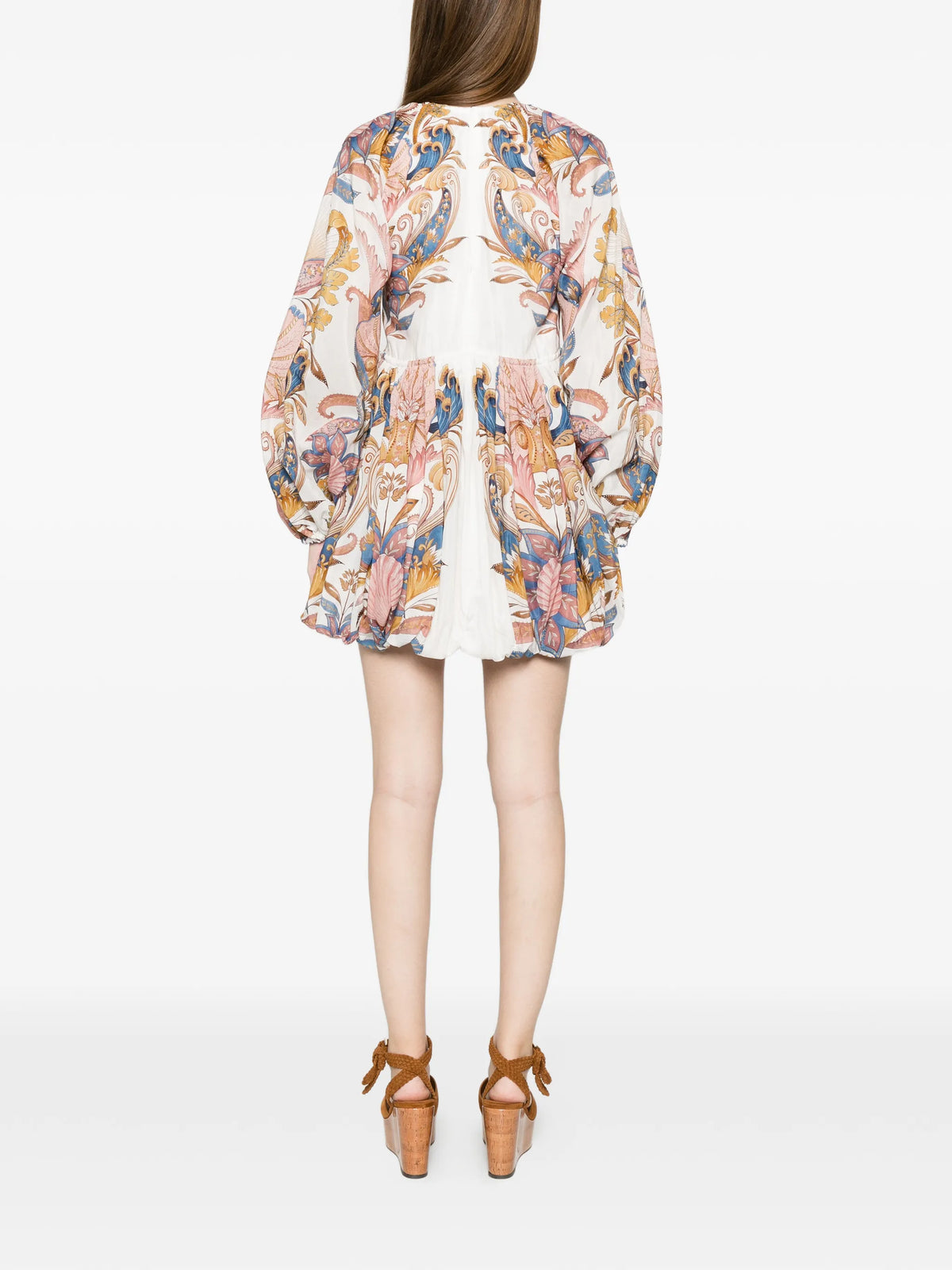 sea garden puff sleeve mini bubble dress
