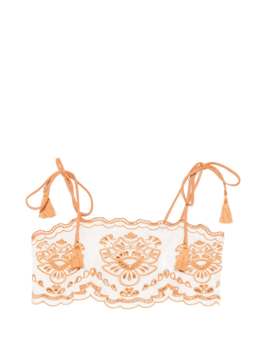 Tropi embroidered tassel-detail top