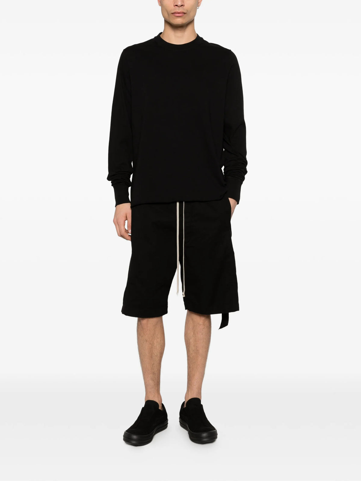 Temple crewneck sweat in black cotton gauze jersey