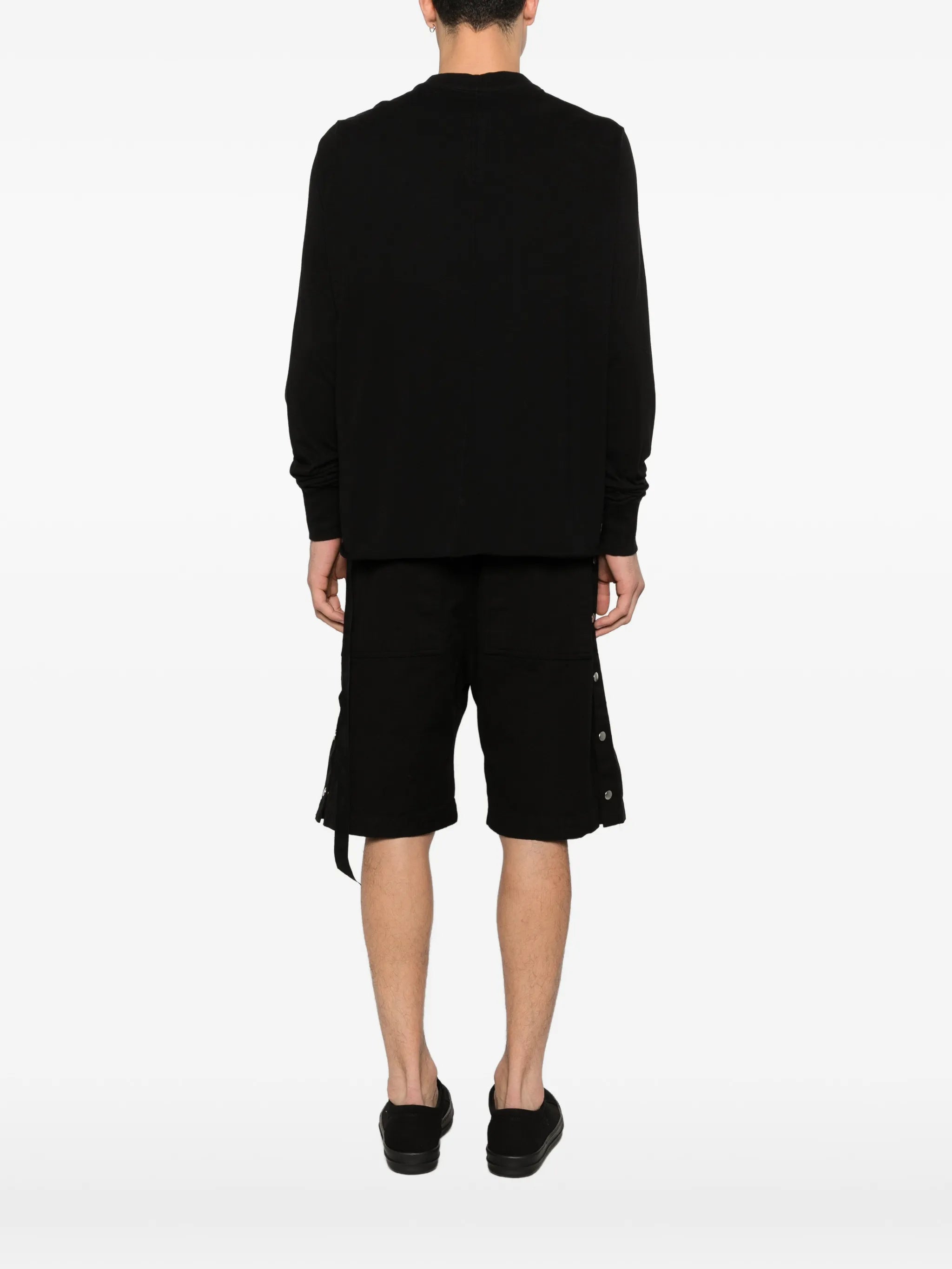 Temple crewneck sweat in black cotton gauze jersey