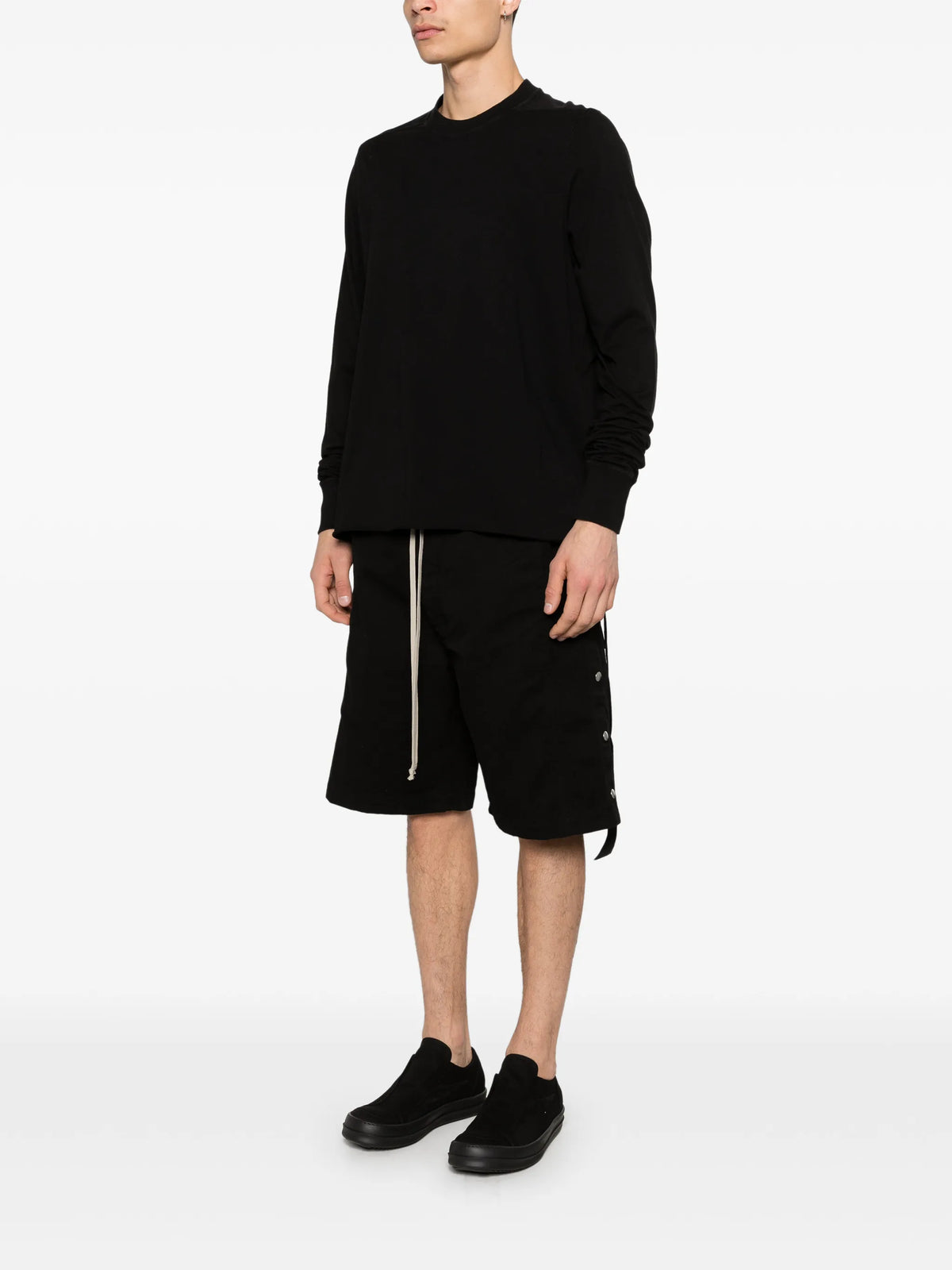 Temple crewneck sweat in black cotton gauze jersey