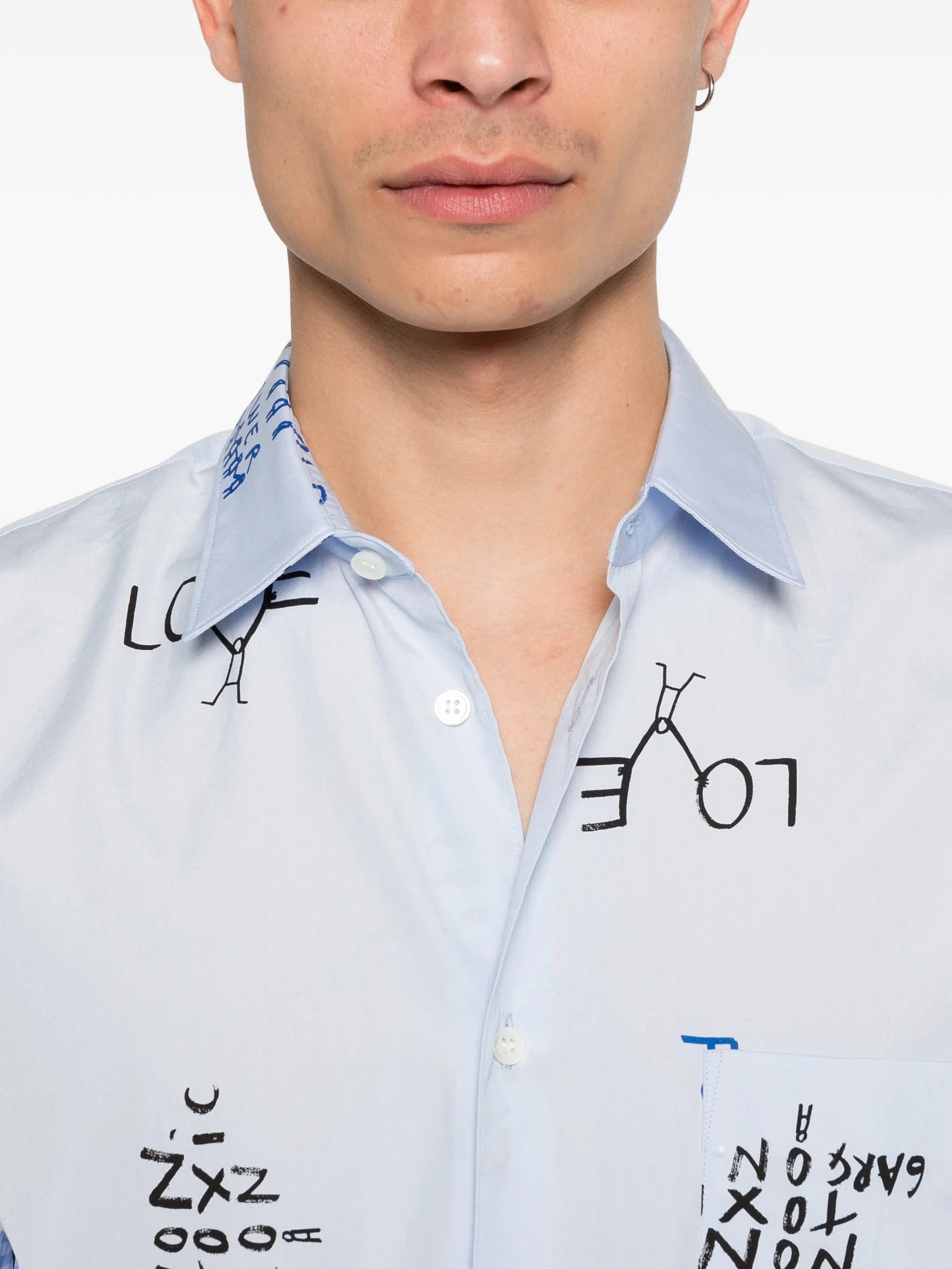 gingham-panel shirt