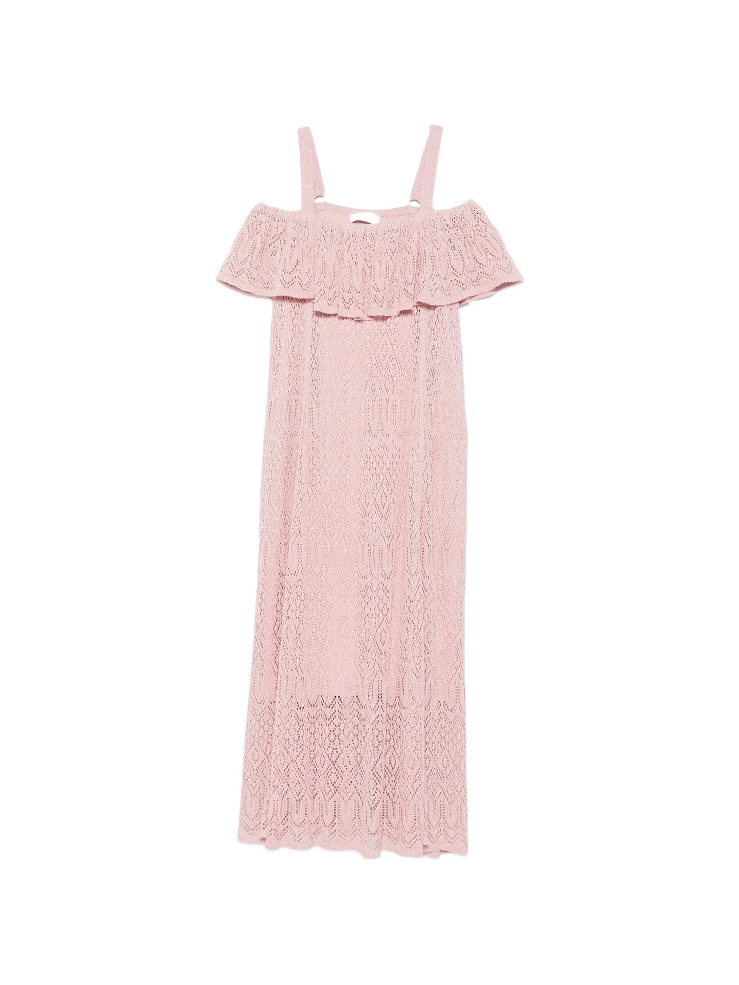 lace ruffled midi dress