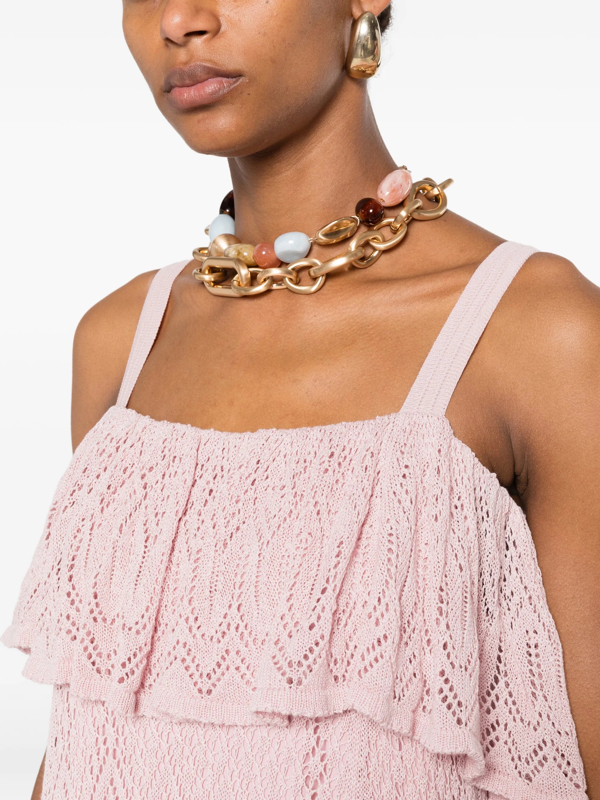 lace ruffled midi dress