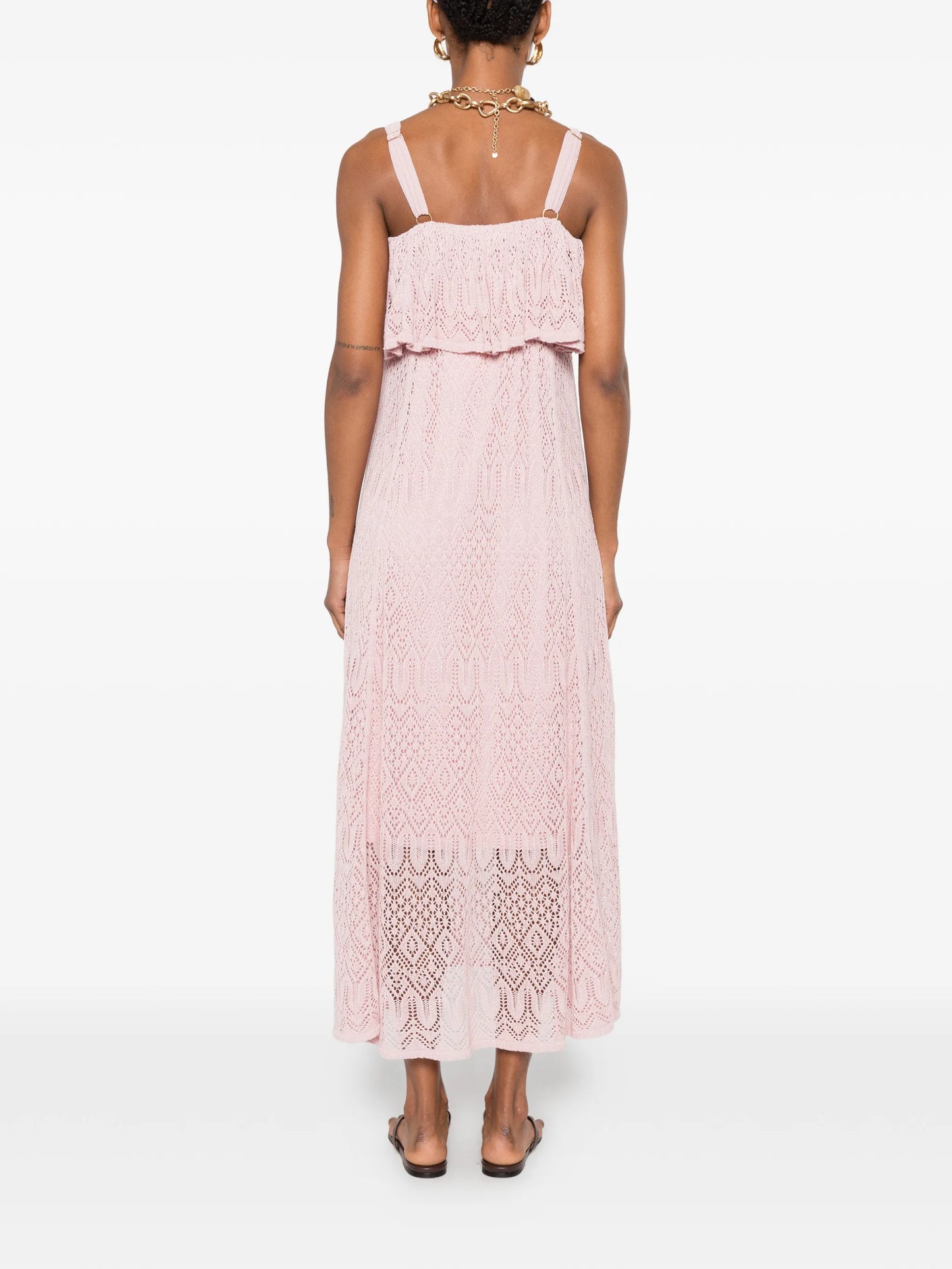lace ruffled midi dress