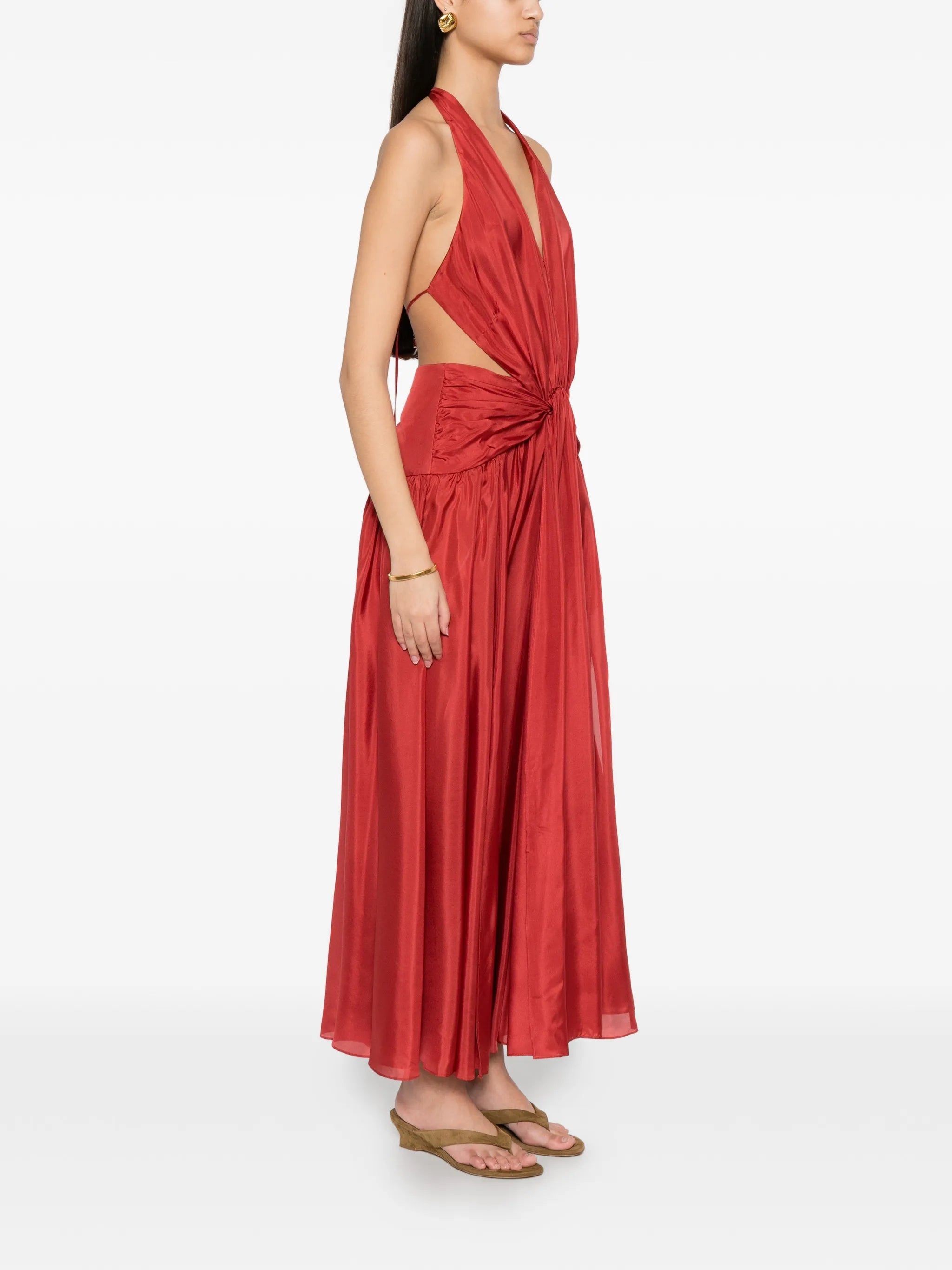 Indra plunge halter maxi dress