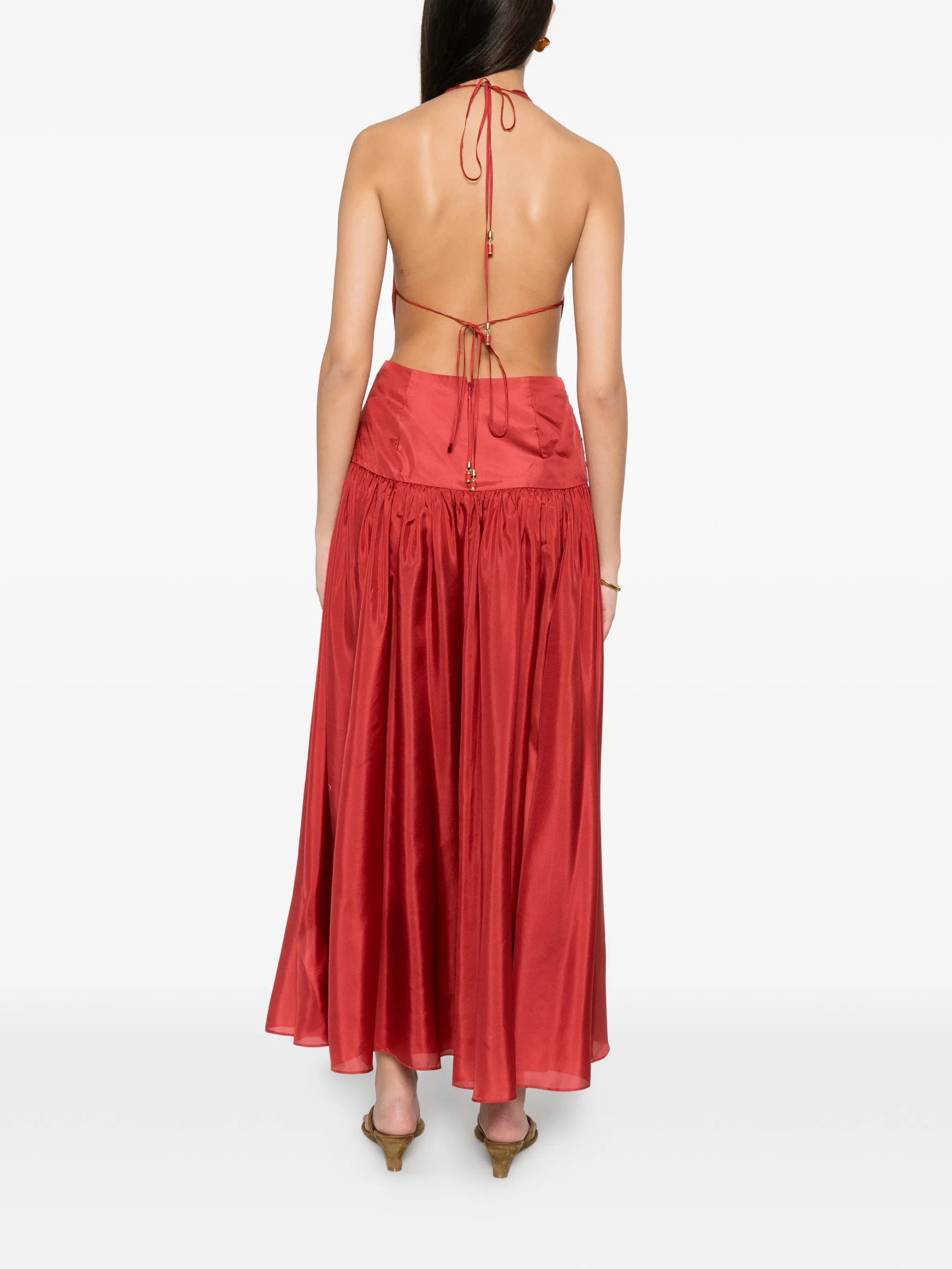Indra plunge halter maxi dress
