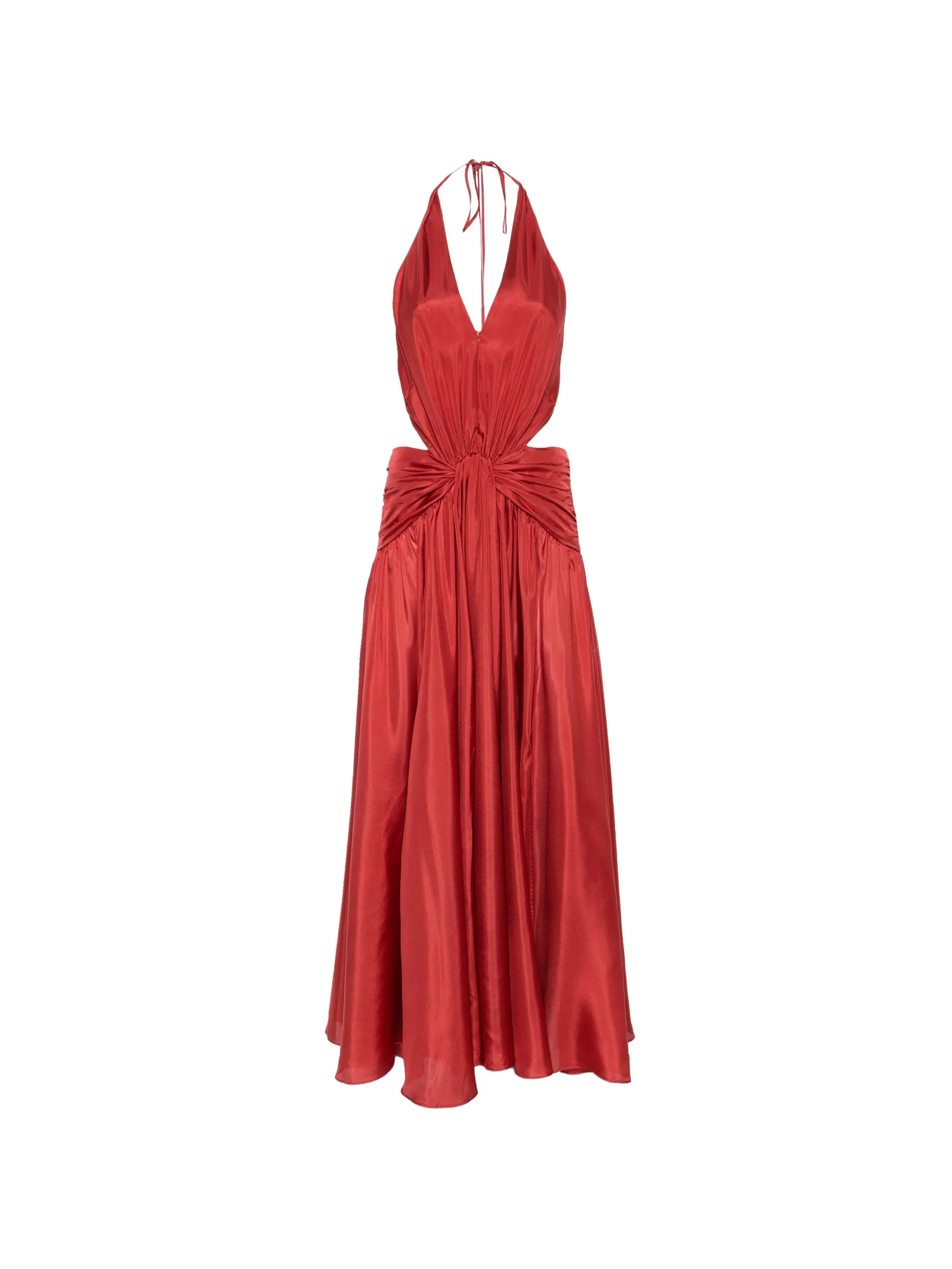 Indra plunge halter maxi dress