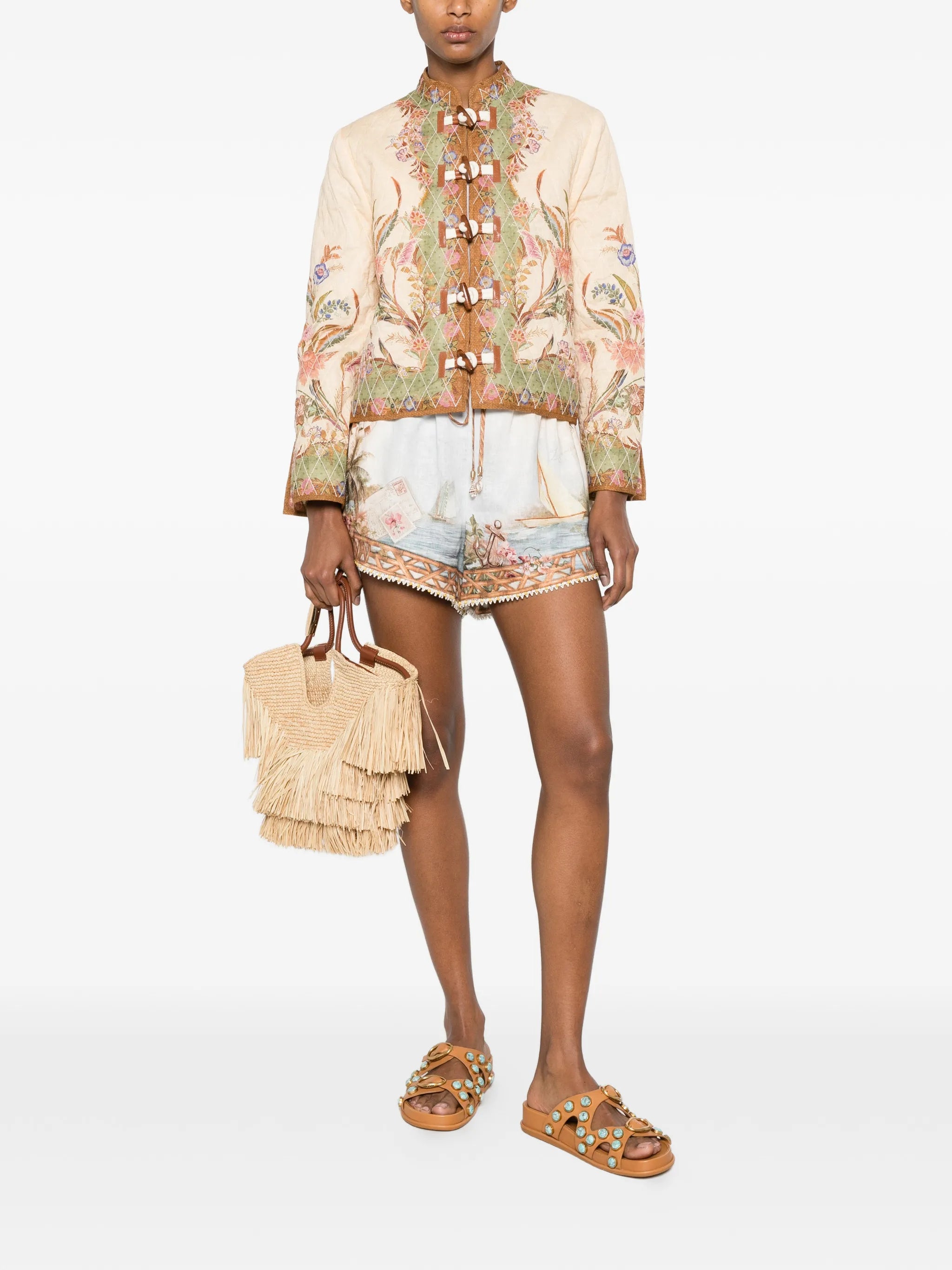 Mahon island map linen shorts