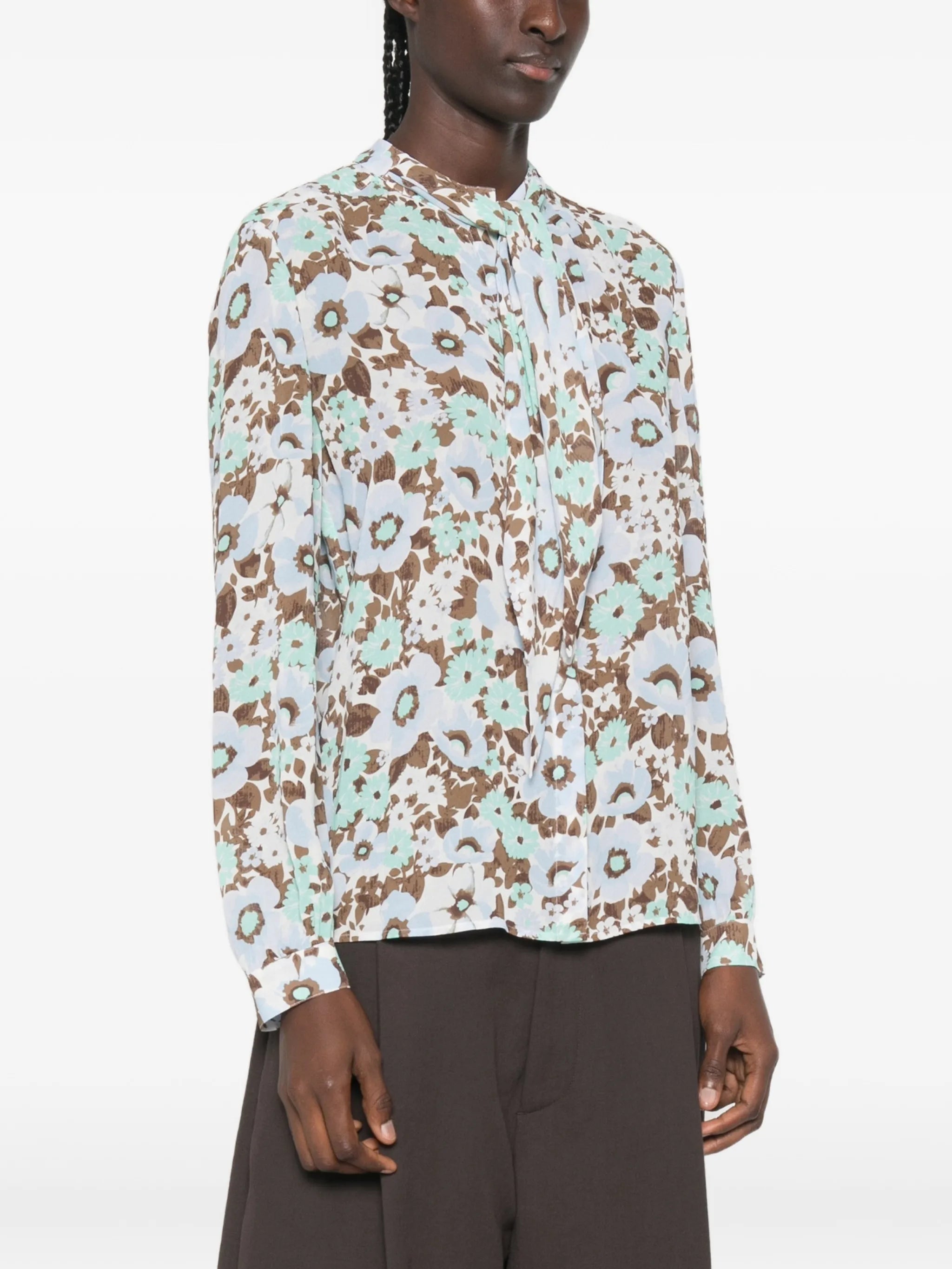 floral-print pussy-bow blouse