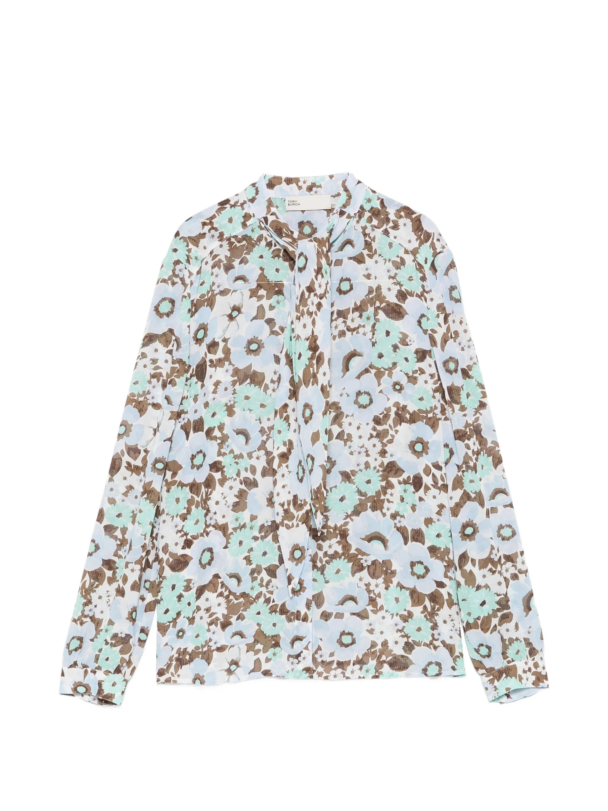 floral-print pussy-bow blouse