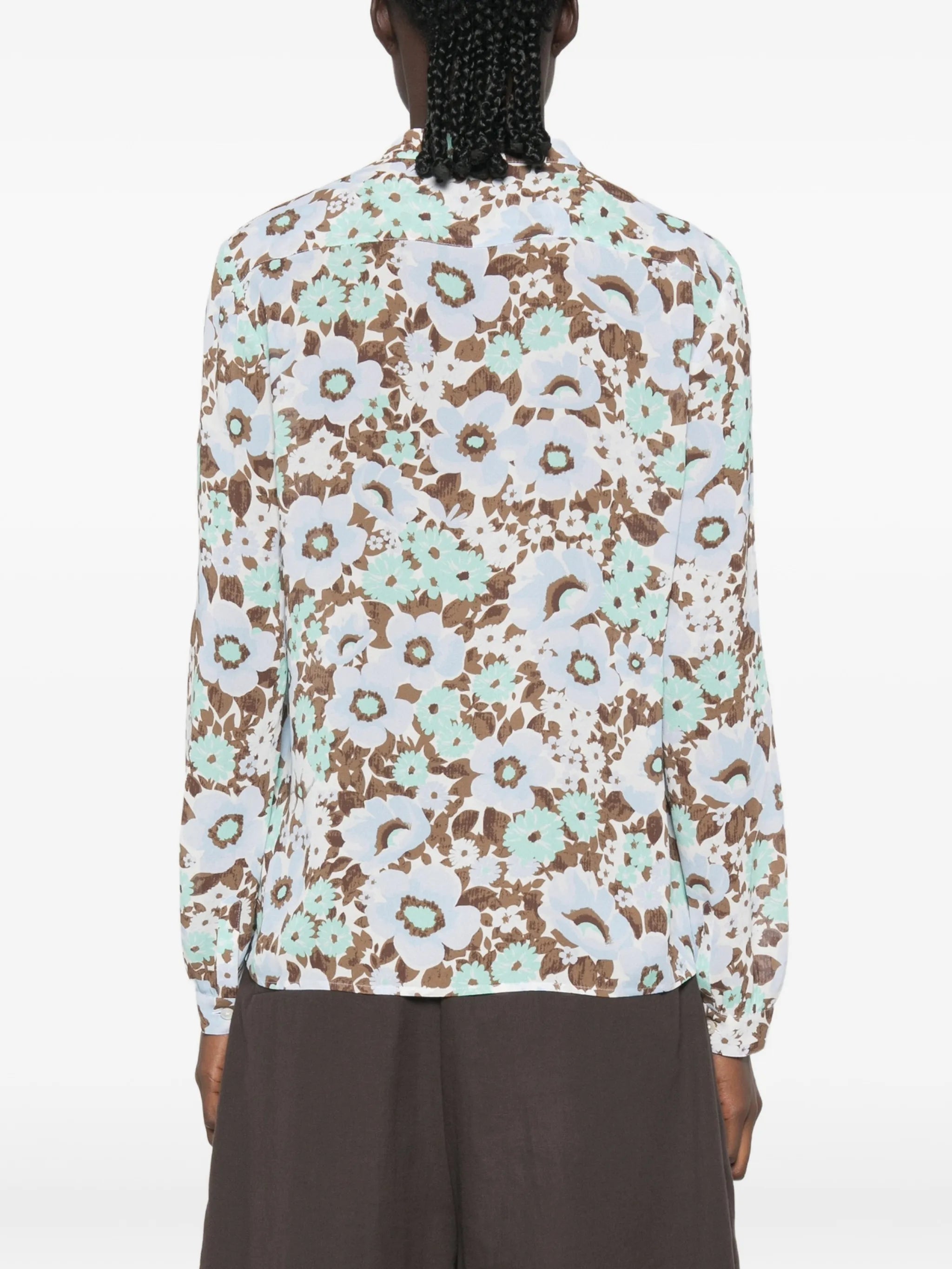 floral-print pussy-bow blouse