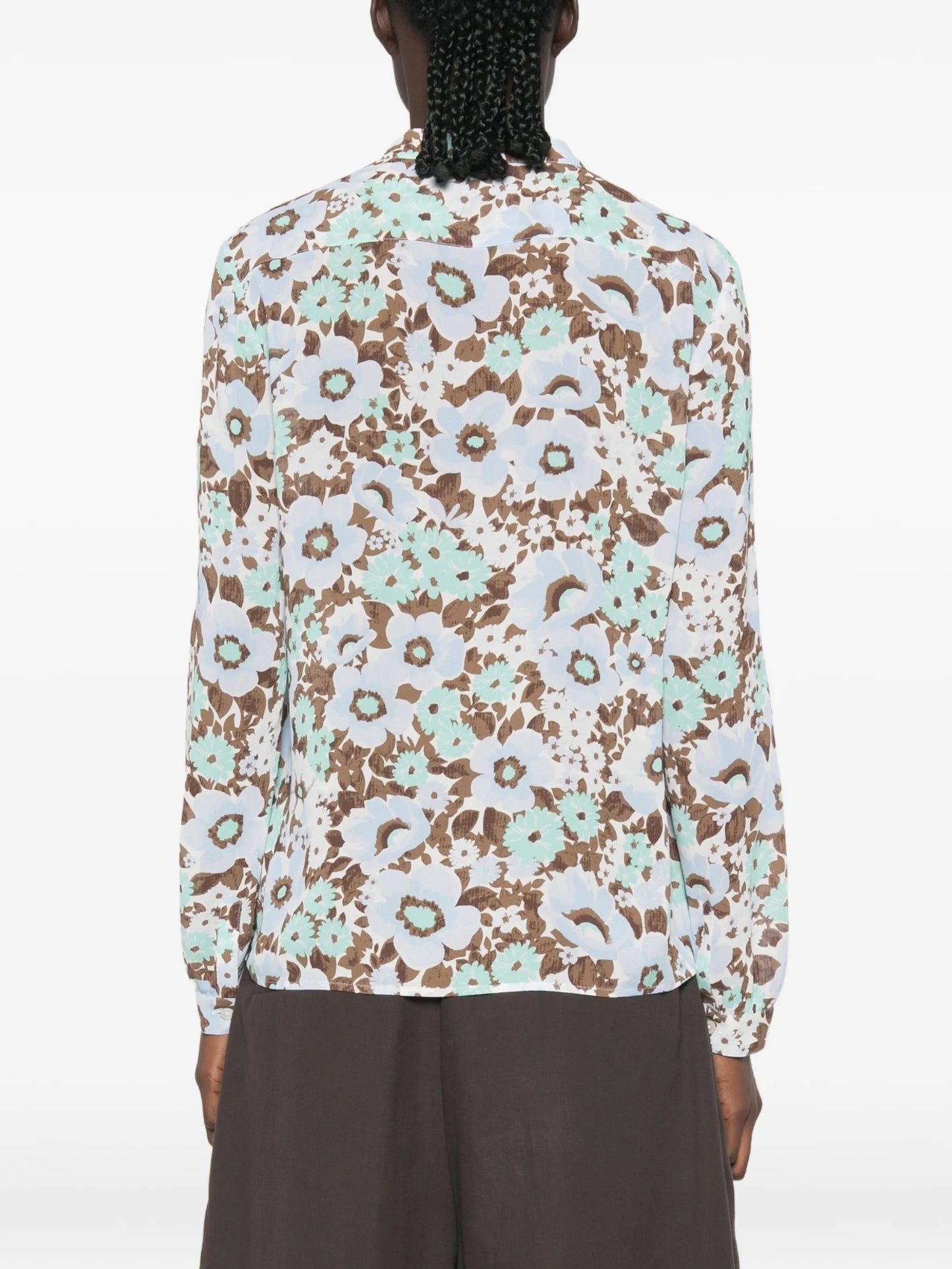 floral-print pussy-bow blouse