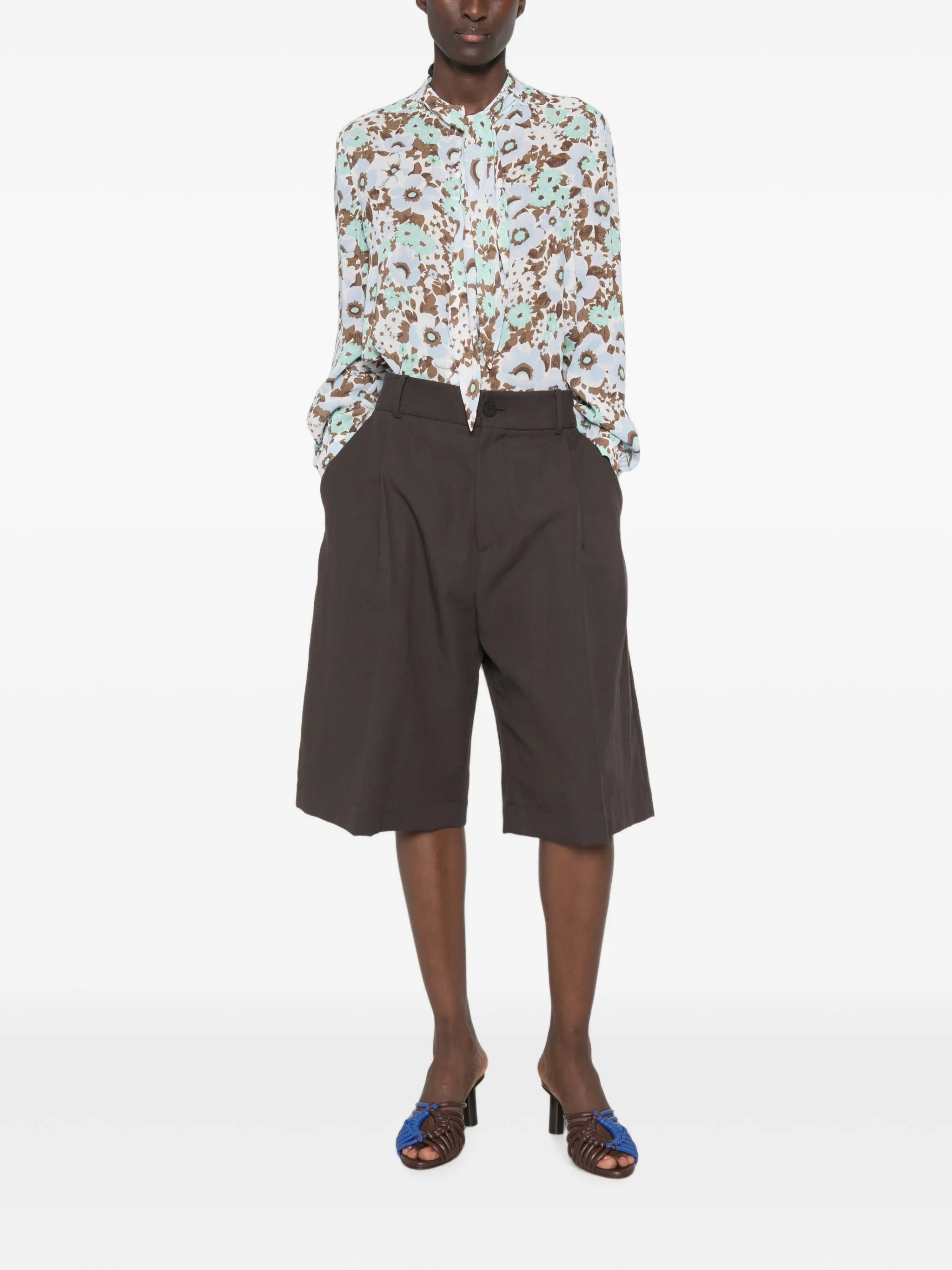 floral-print pussy-bow blouse