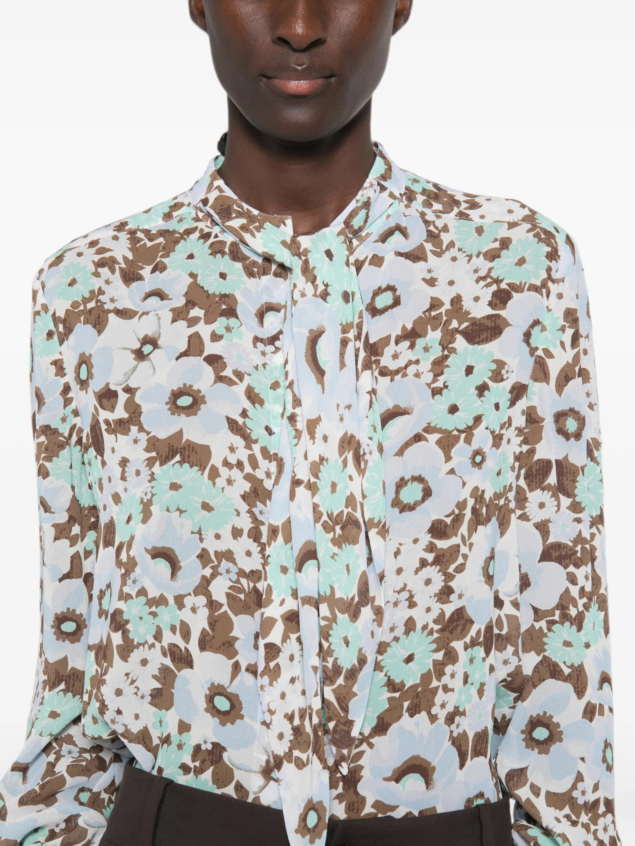 floral-print pussy-bow blouse