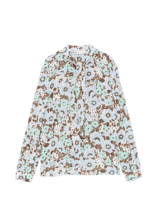 floral-print pussy-bow blouse