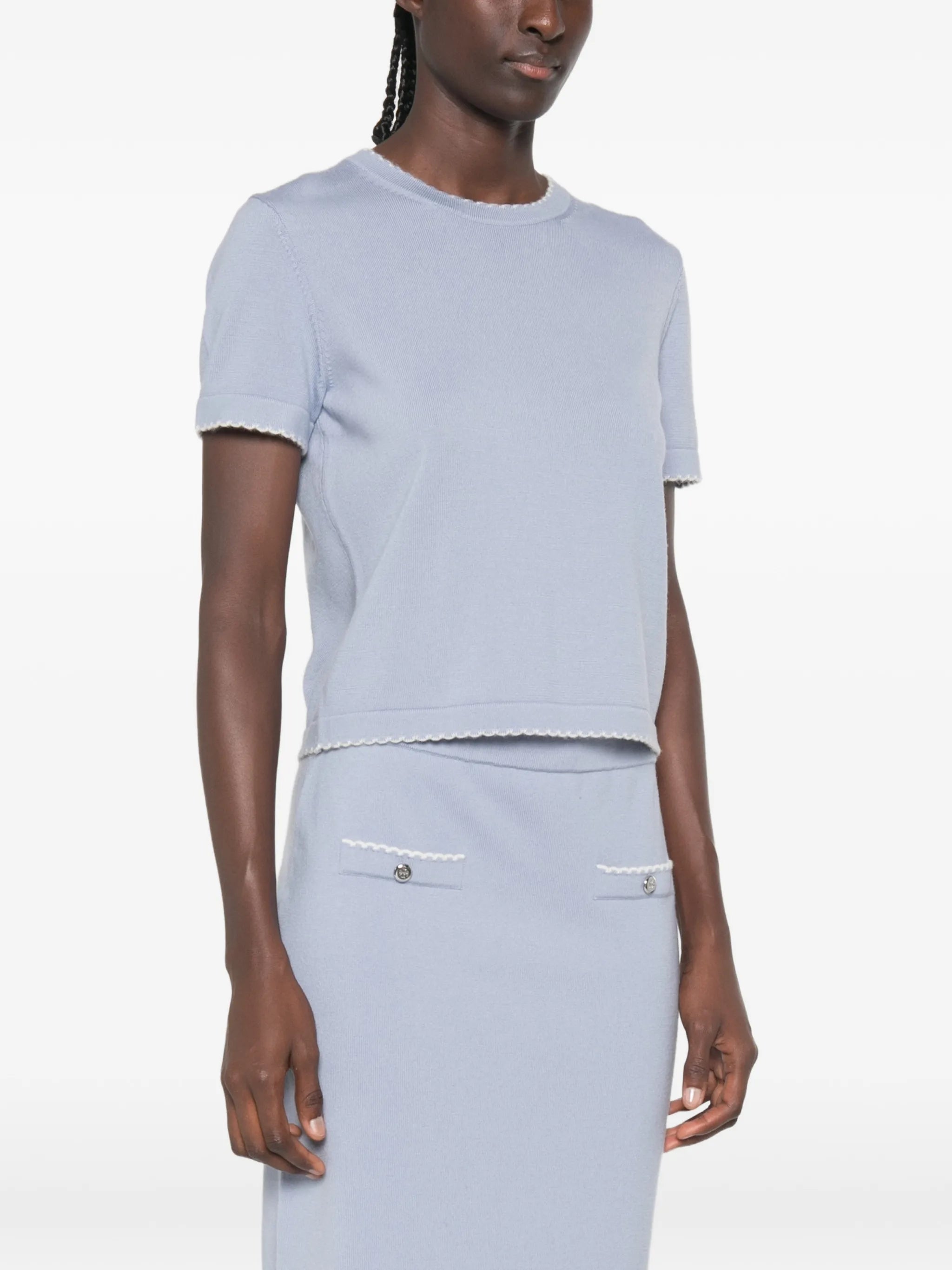 scalloped wool top