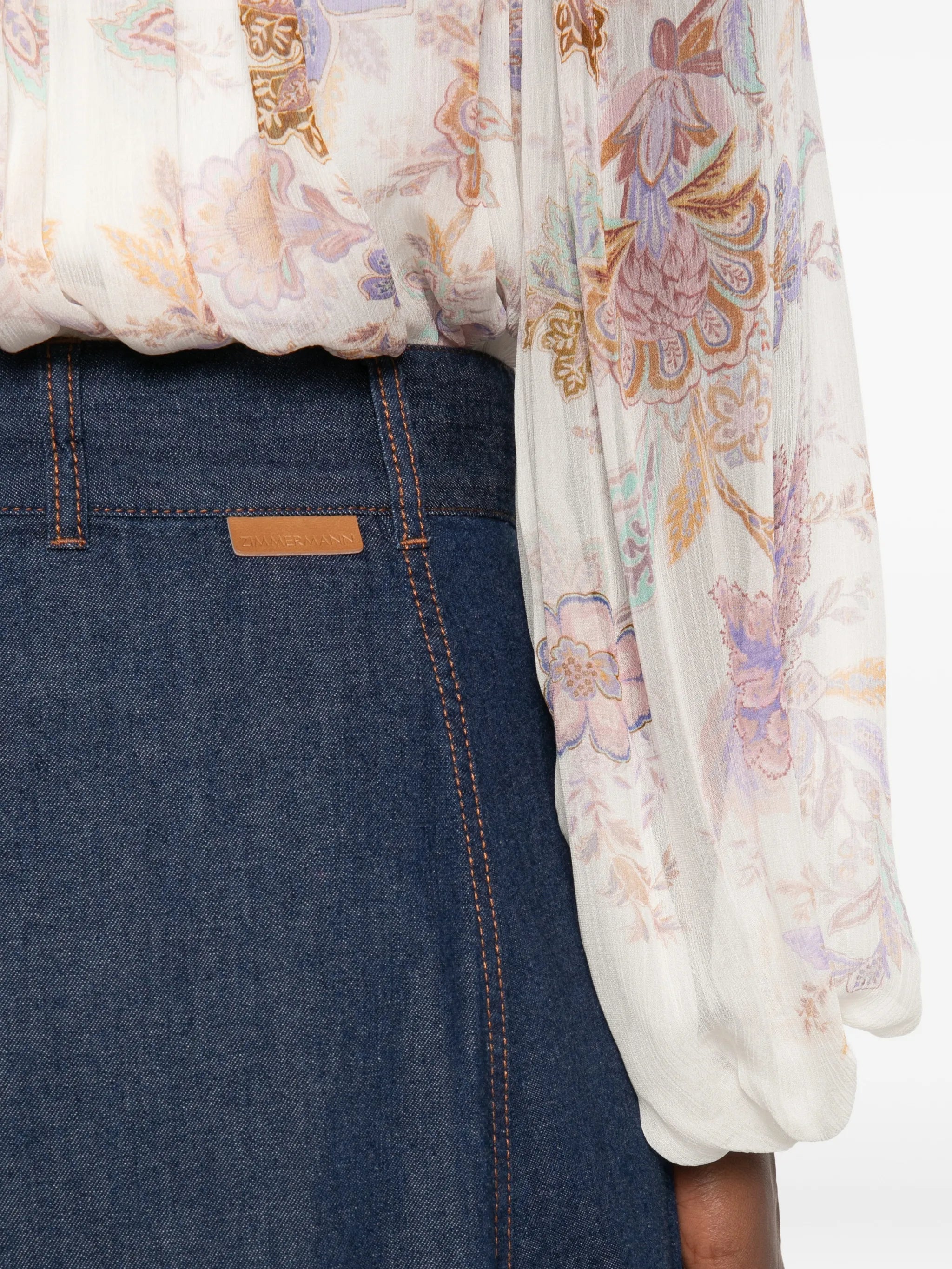 Aster ruffled denim maxi skirt