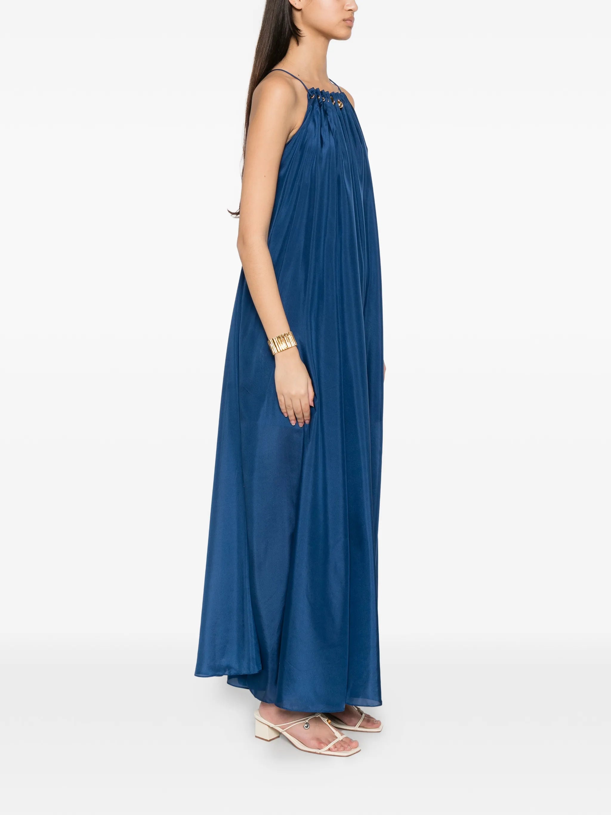 Aster bead-embellished-neckline dress