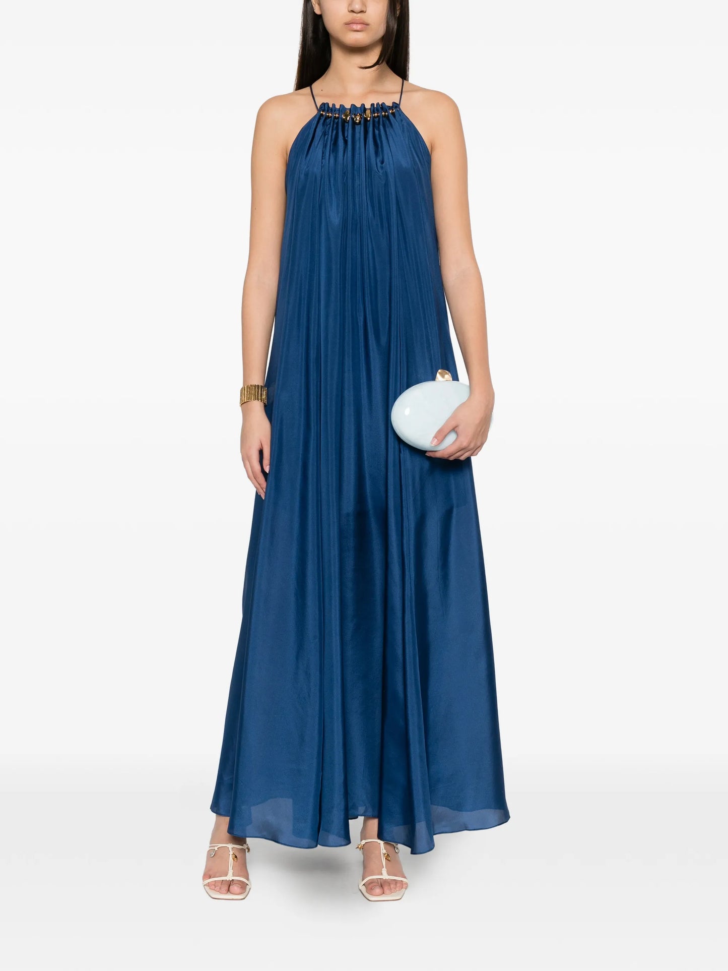 Aster bead-embellished-neckline dress
