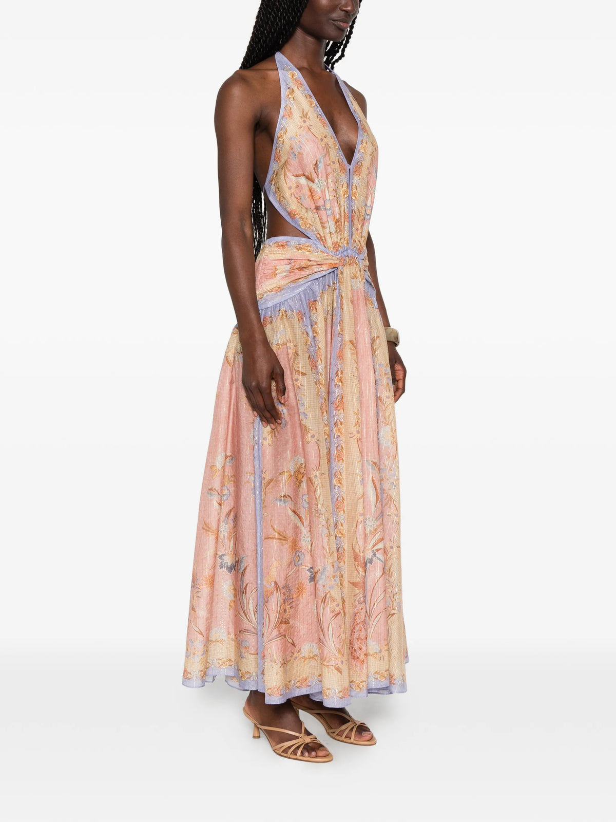 Indra plunge halter maxi dress
