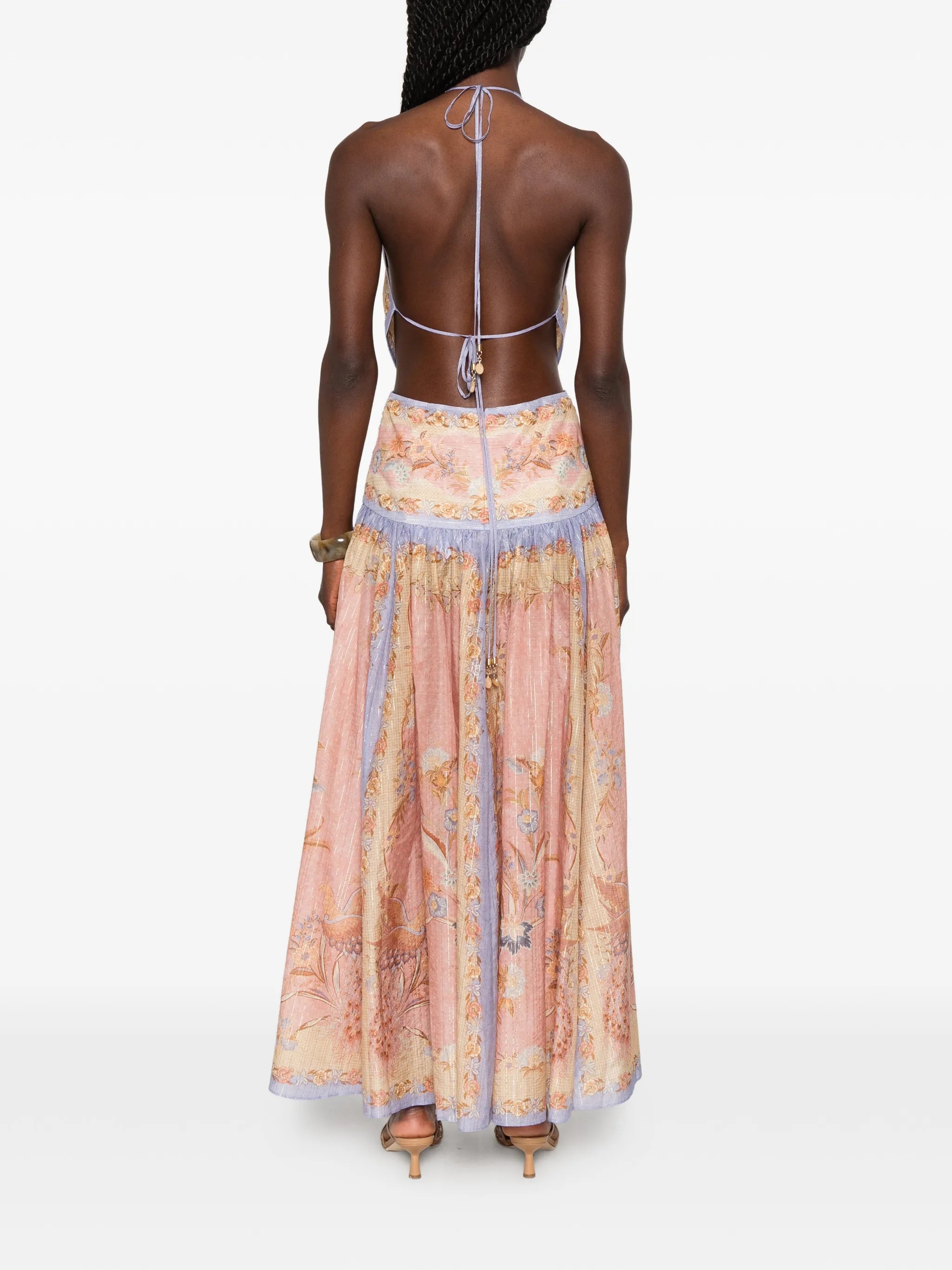 Indra plunge halter maxi dress