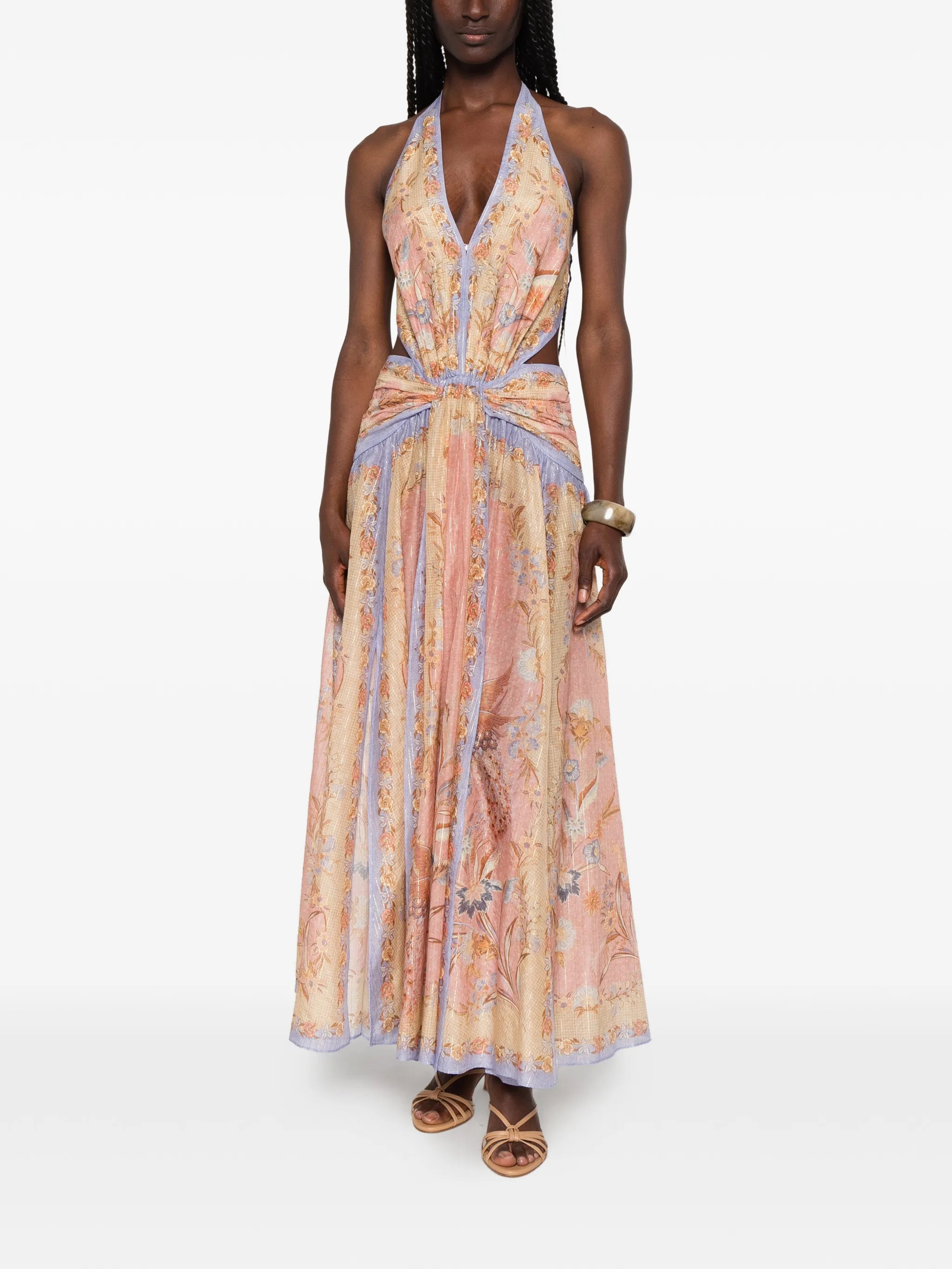 Indra plunge halter maxi dress