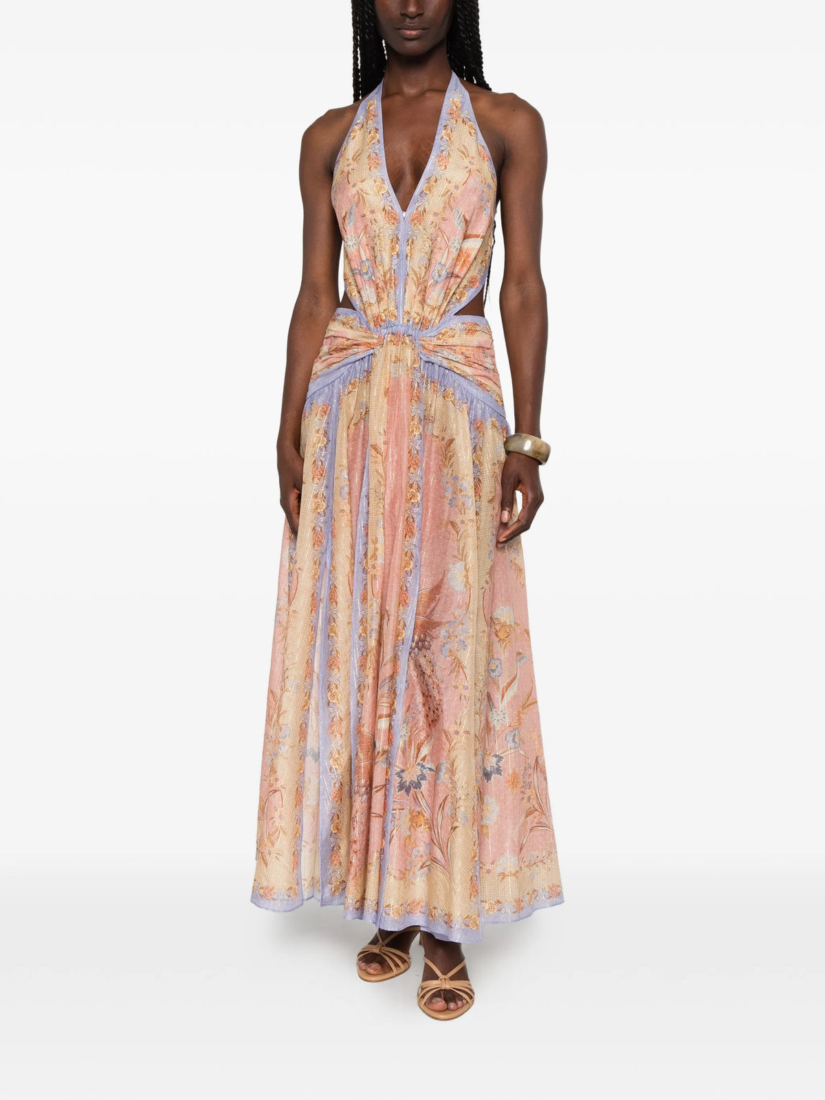 Indra plunge halter maxi dress