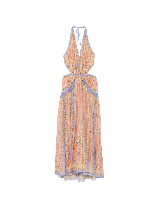Indra plunge halter maxi dress
