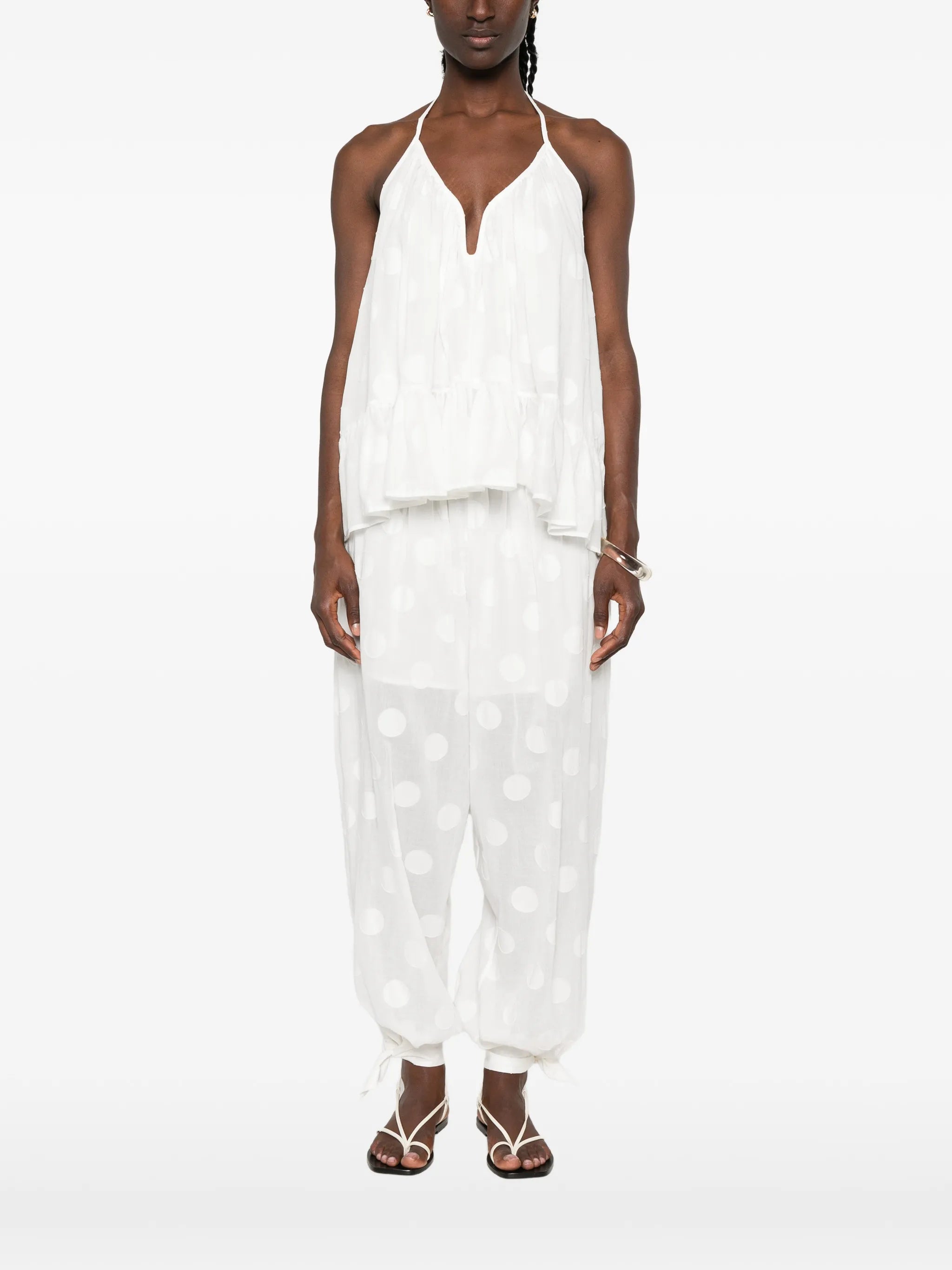 Solstice polka-dot ruffled blouse