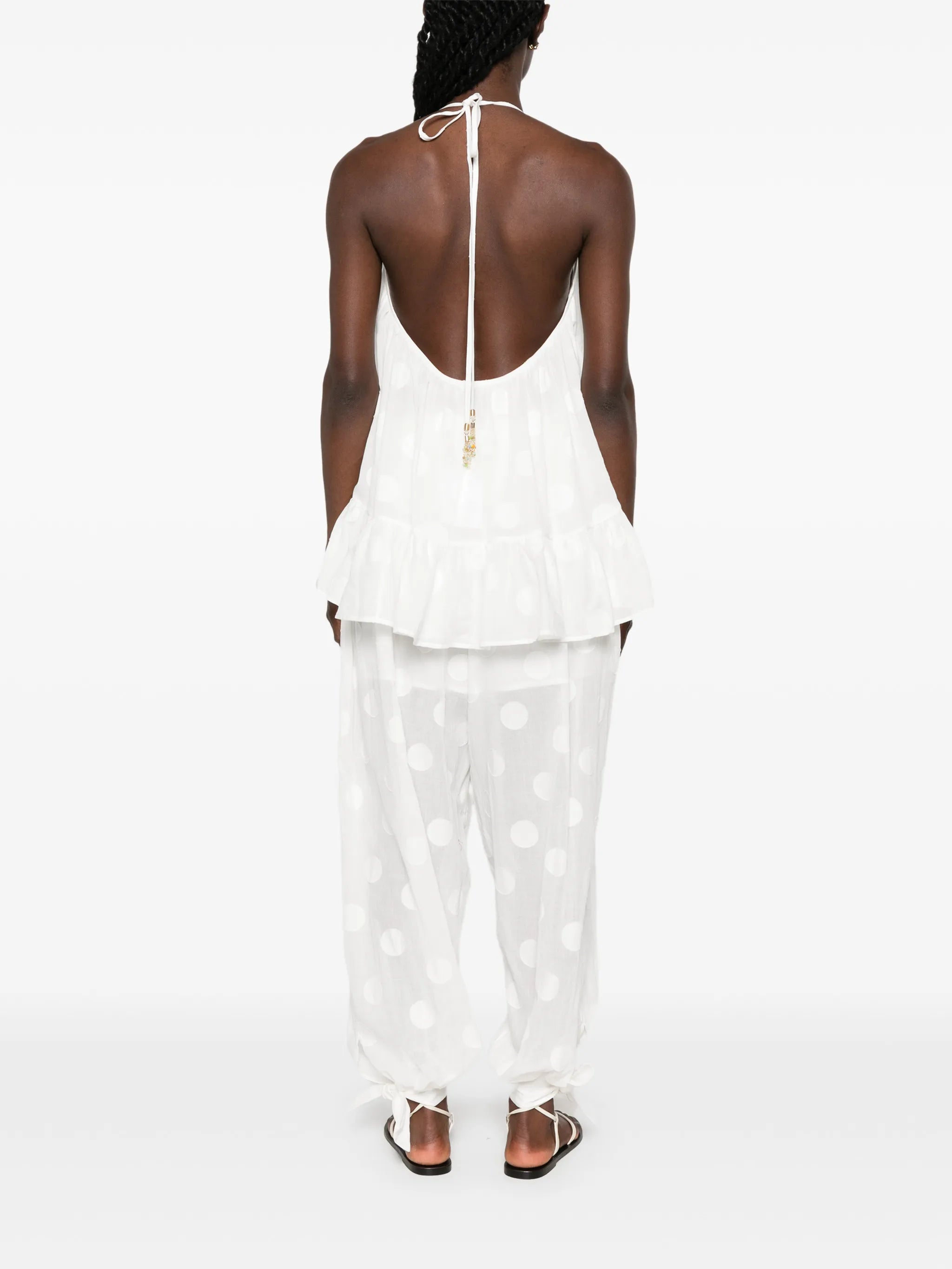 Solstice polka-dot ruffled blouse