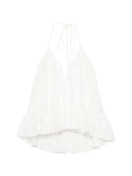 Solstice polka-dot ruffled blouse