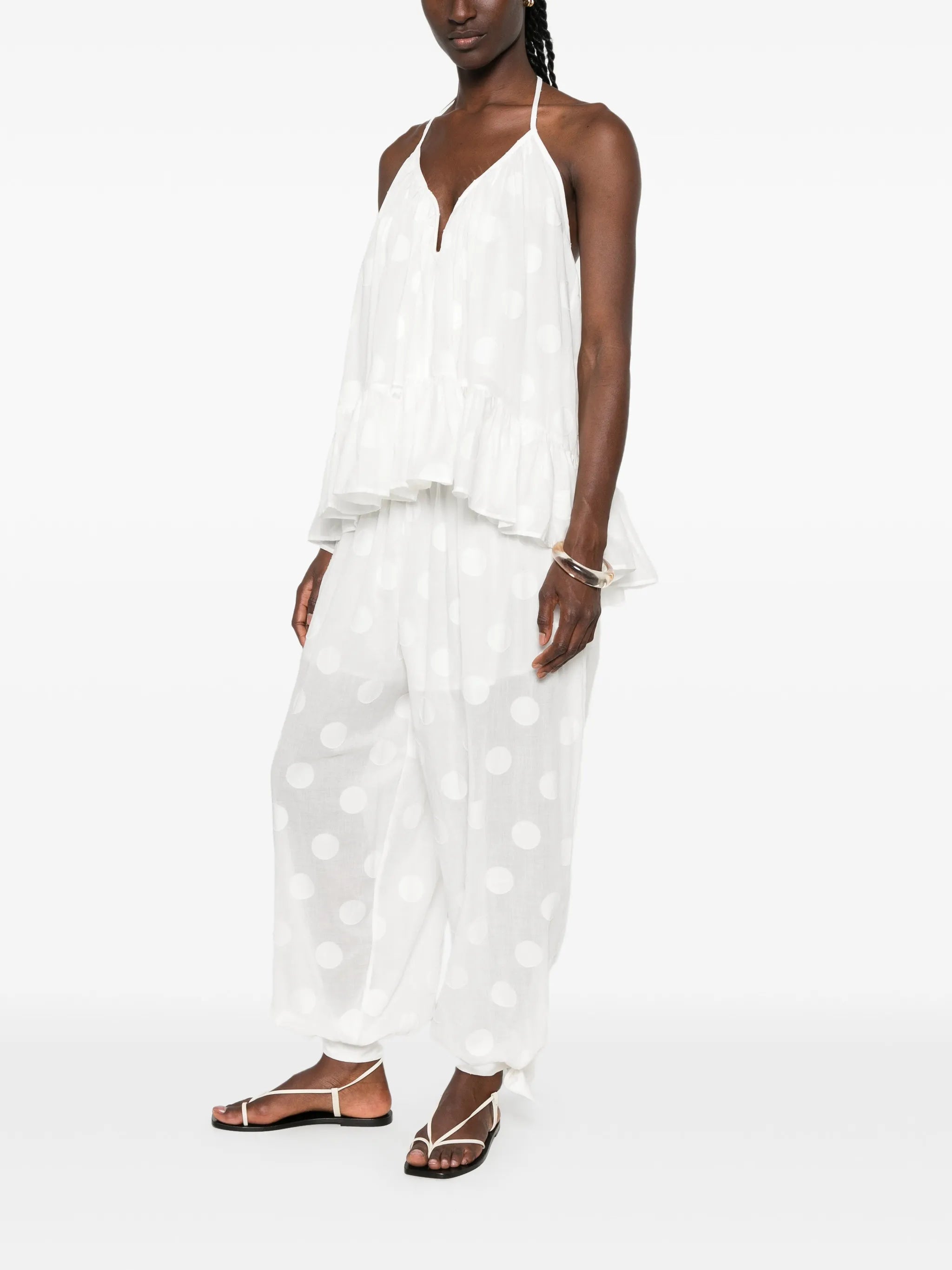 Solstice polka-dot ruffled blouse
