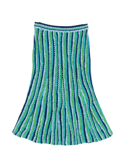 striped-pattern midi skirt