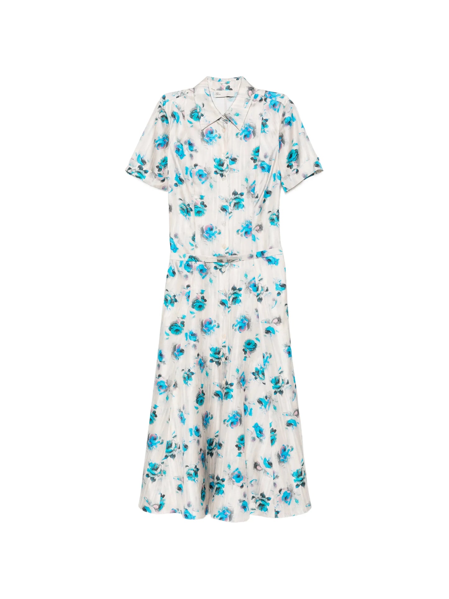 floral-print flared shirt dress