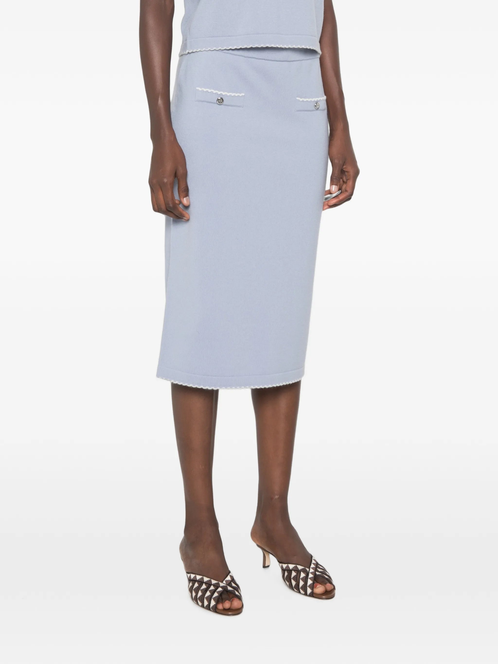 scalloped wool skirt