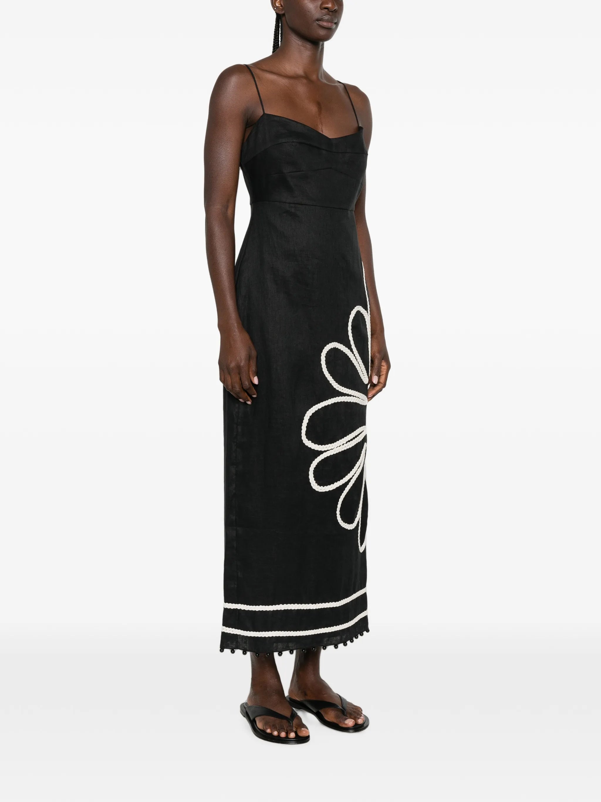Paloma braided-trim midi dress