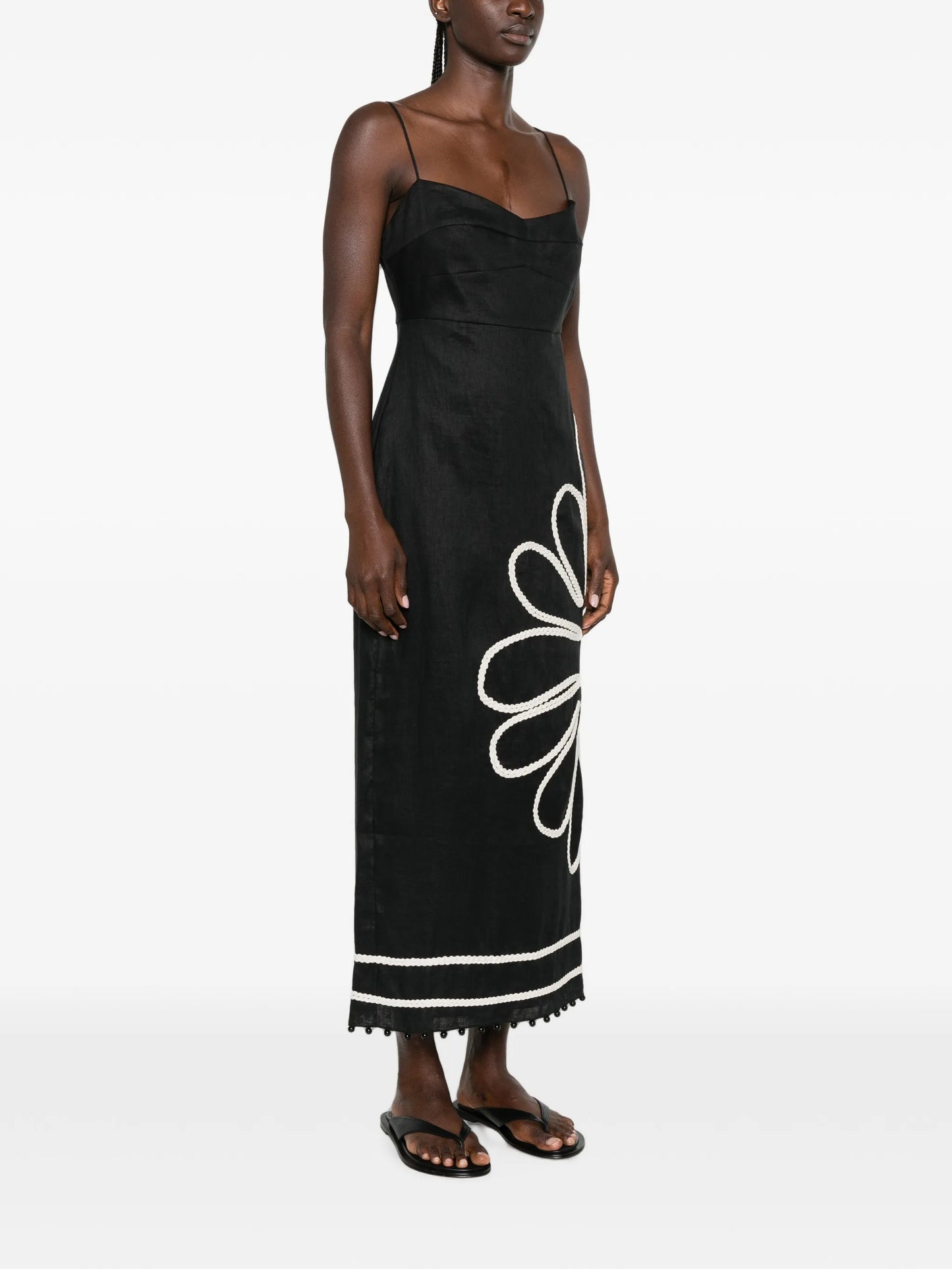 Paloma braided-trim midi dress