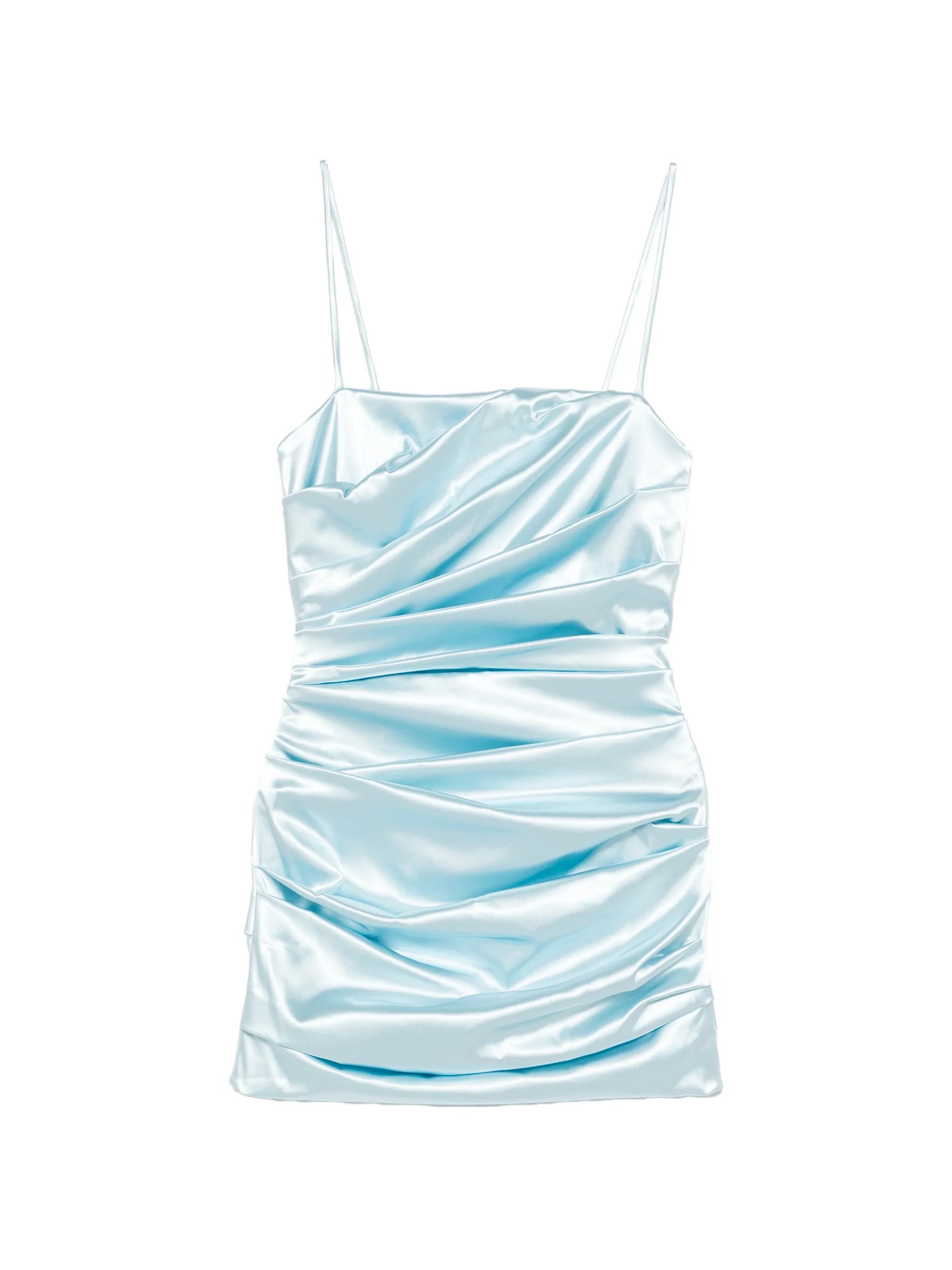 gathered strappy mini dress