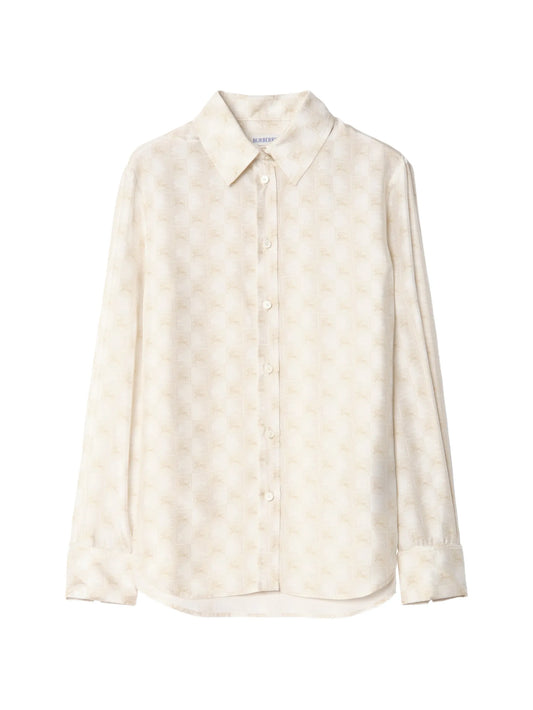 classic fit Knight Checkerboard silk shirt