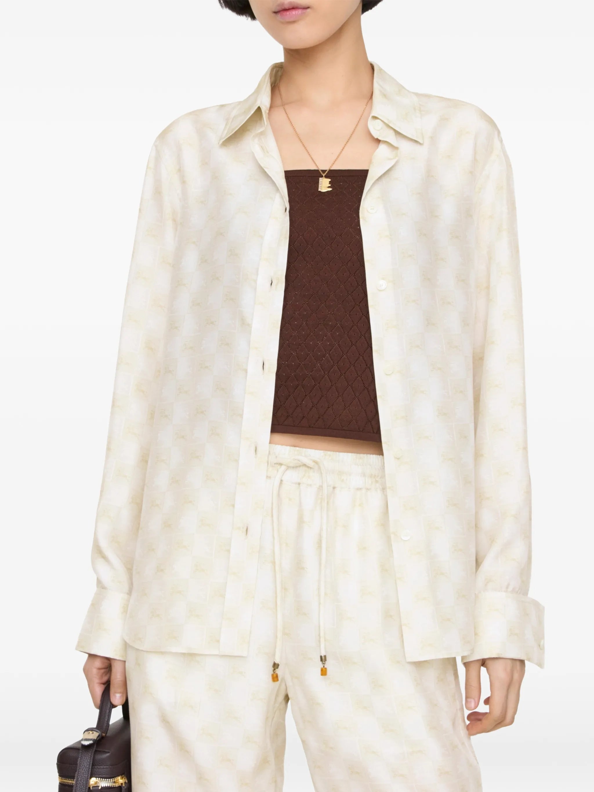 regular fit EKD Checkerboard silk shirt