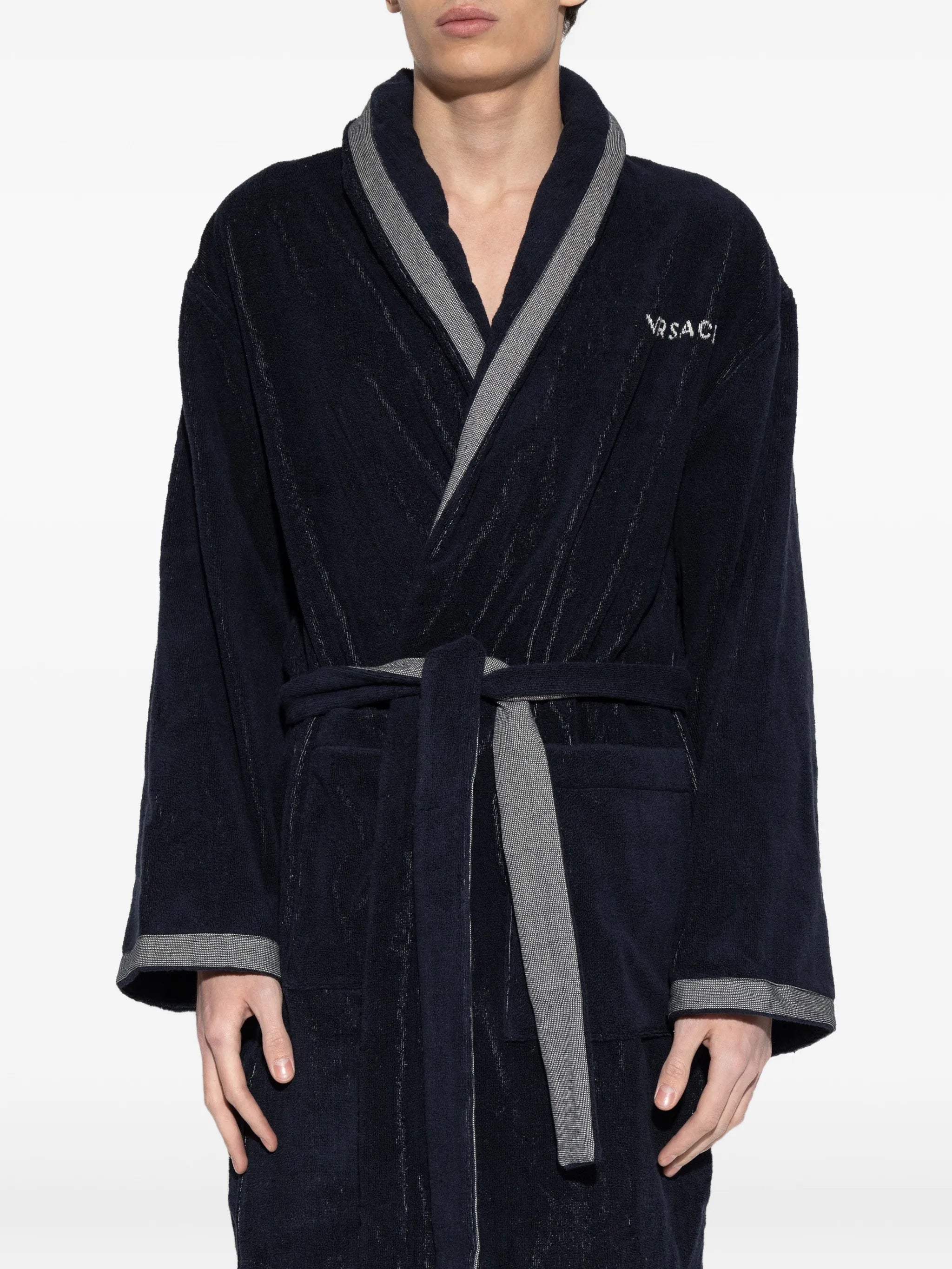 cotton-terry jacquard dressing gown