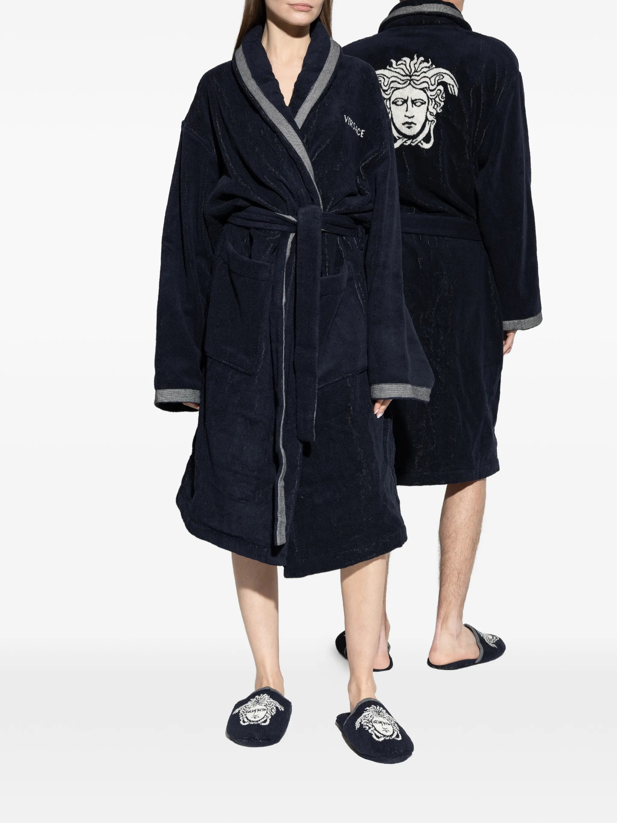 cotton-terry jacquard dressing gown