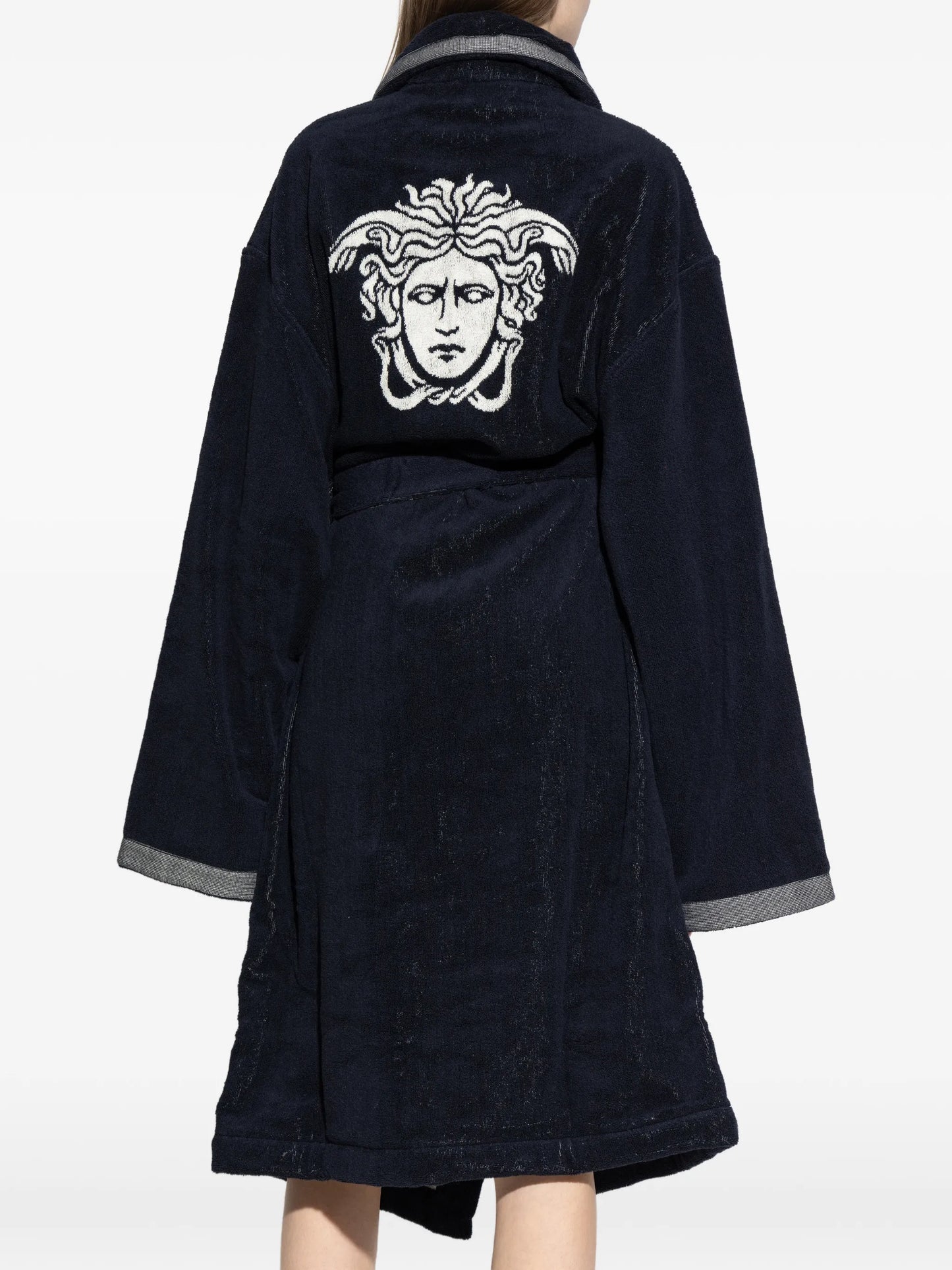 embroidered-graphic cotton bathrobe